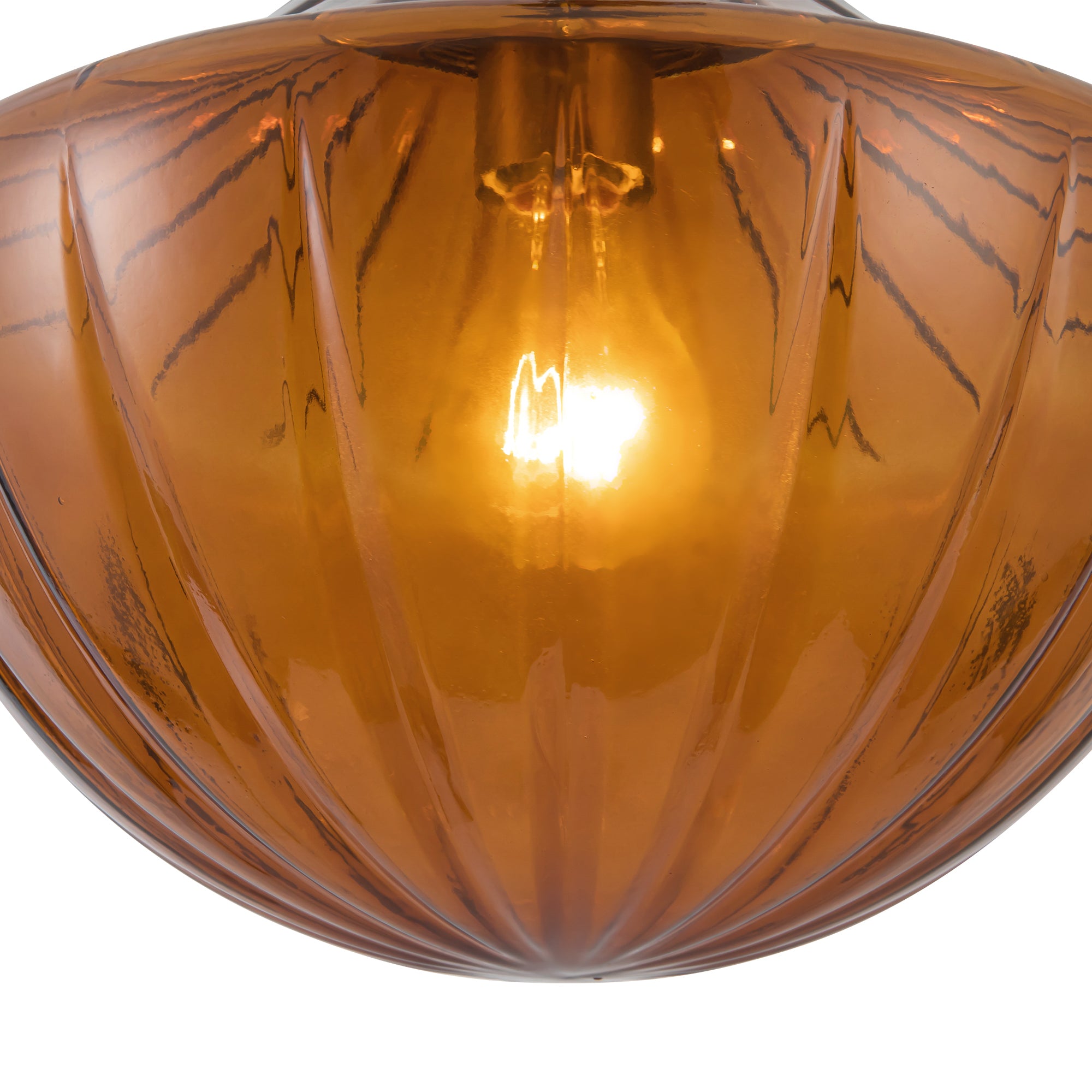 Farrah 12-in Amber Ribbed Glass Socket Pendant