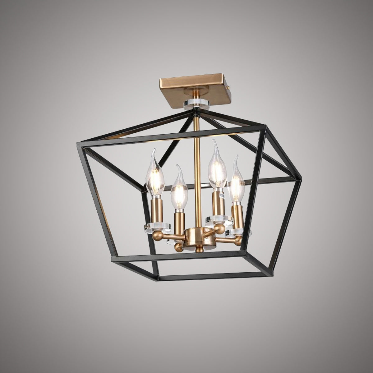 4 Lights Vita 13-in Flush Mount Aged Brass/Matte Black Dimmable 160W