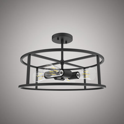 18-inch Matte Black Dimmable Flush Mount Ceiling Light