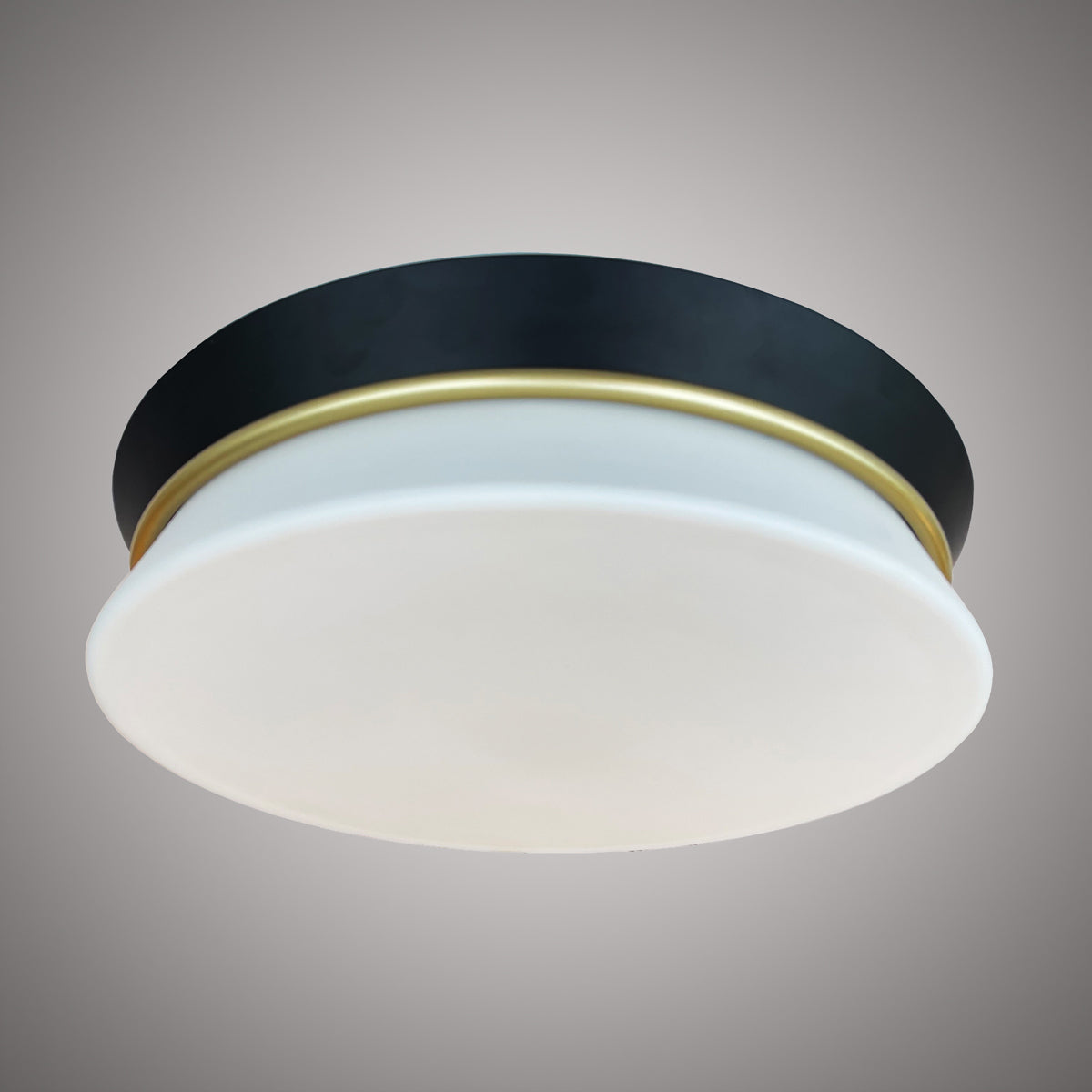 16-in Flush mount Matte Black/Satin Brass Dimmable 30W