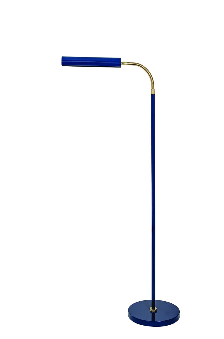 52.25-inch Fusion Navy Blue Satin Brass Floor Lamp