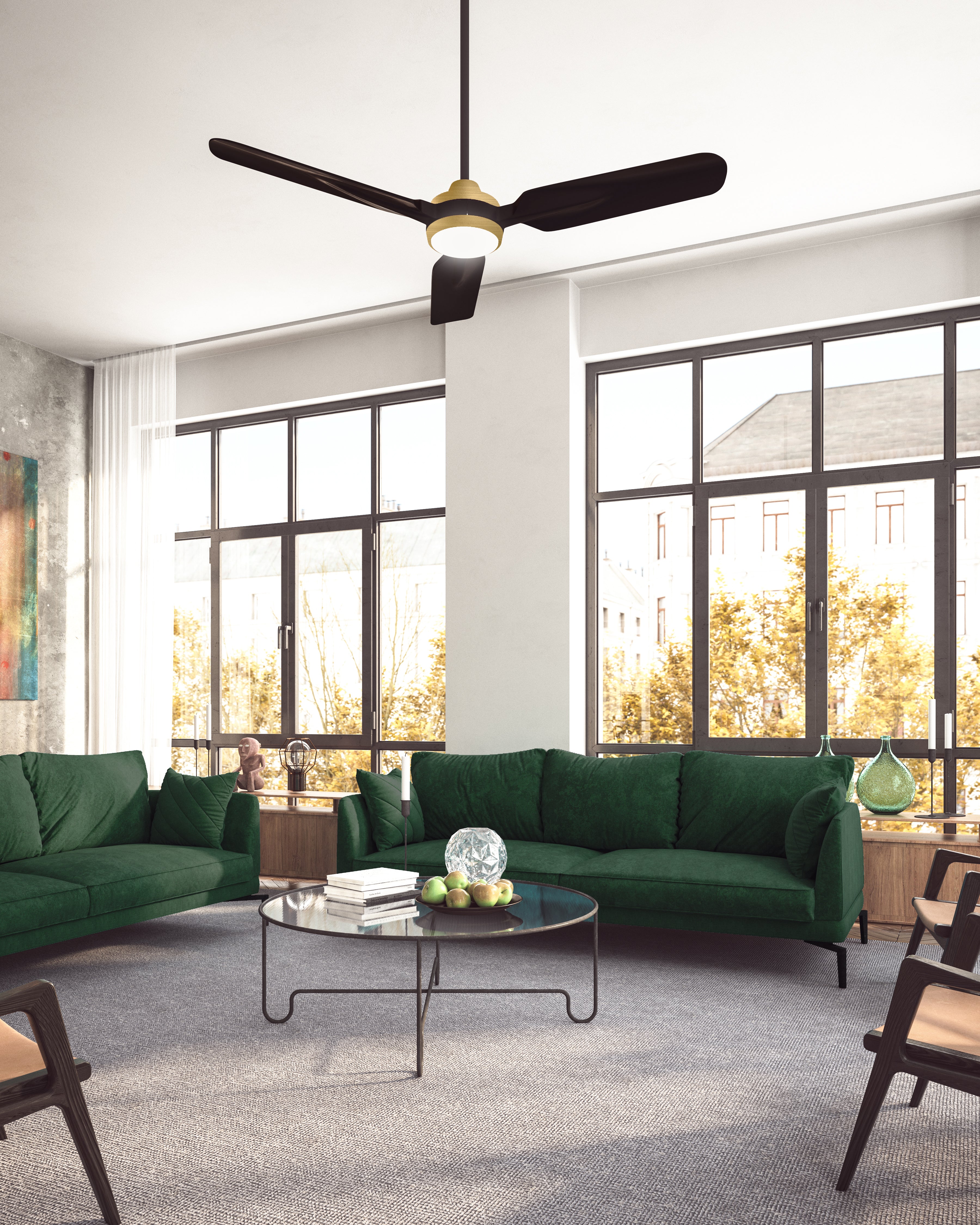 Fremont 60-in Brushed Gold Reversible DC LED Ceiling Fan