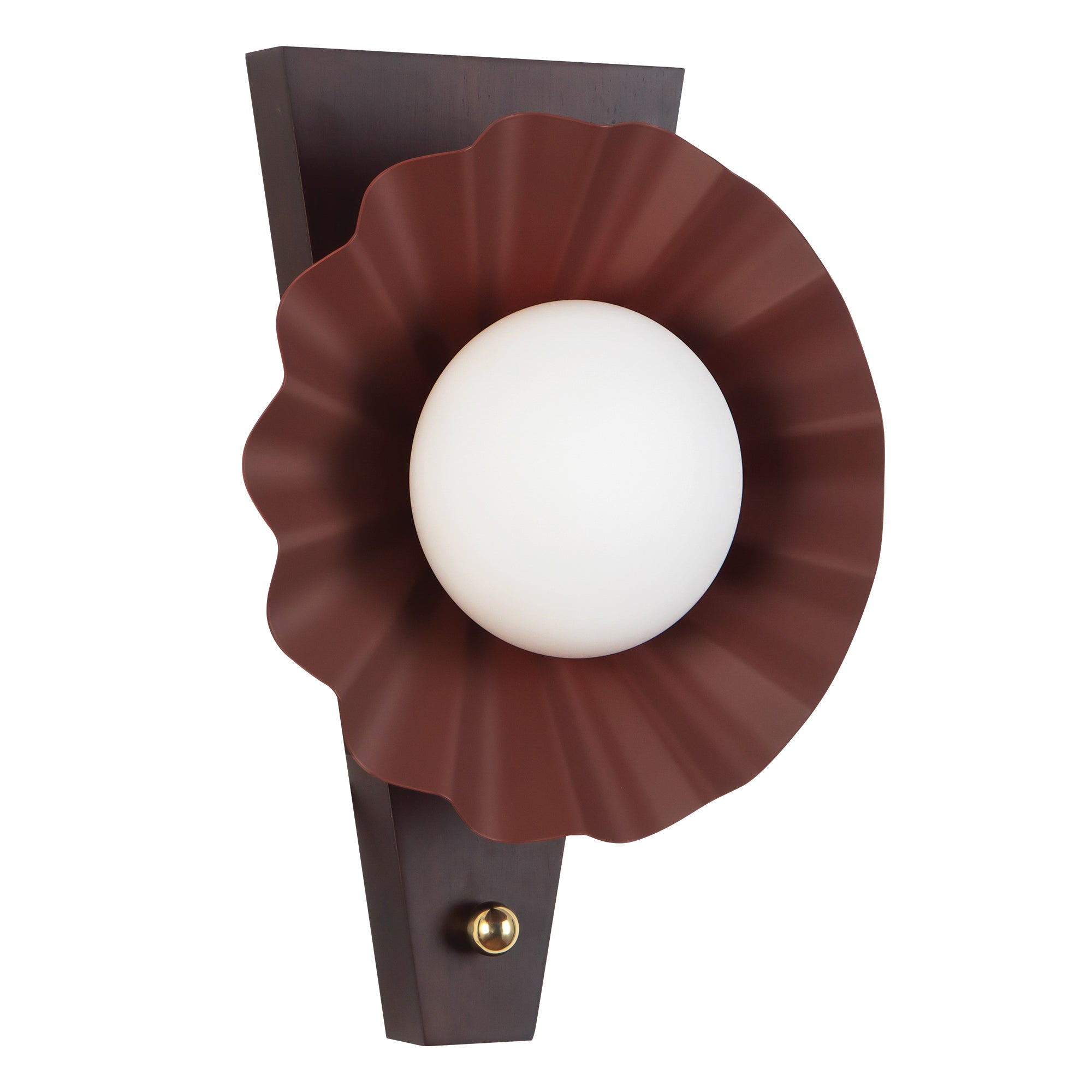 Furrow 12-in Steel Brass Wood Wall Sconce