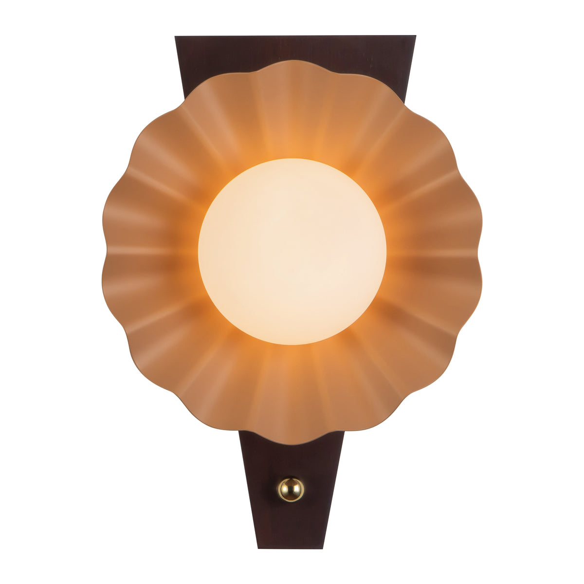 Furrow 12-in Steel Brass Wood Wall Sconce