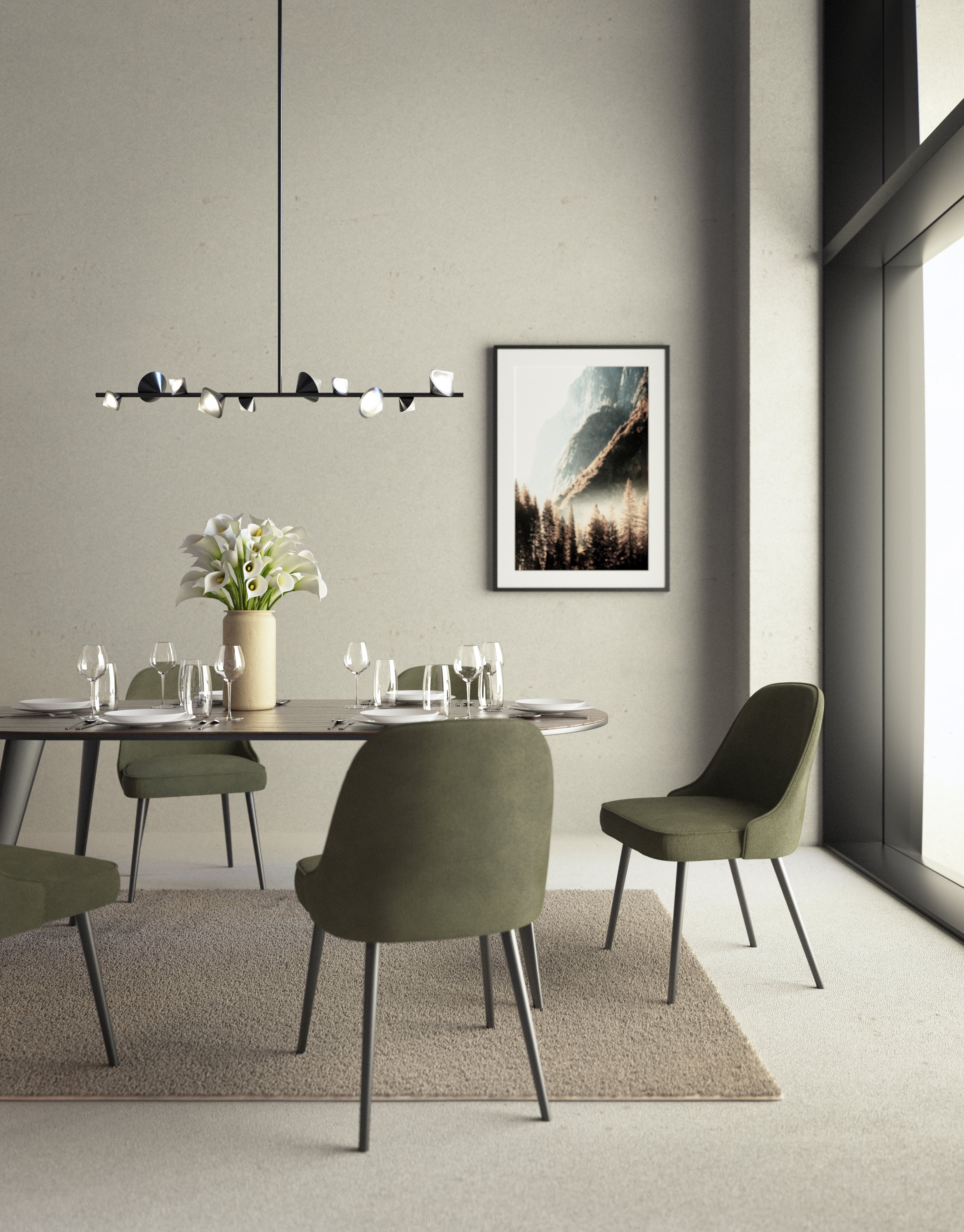 Geode 51-in Steel Linear Pendant