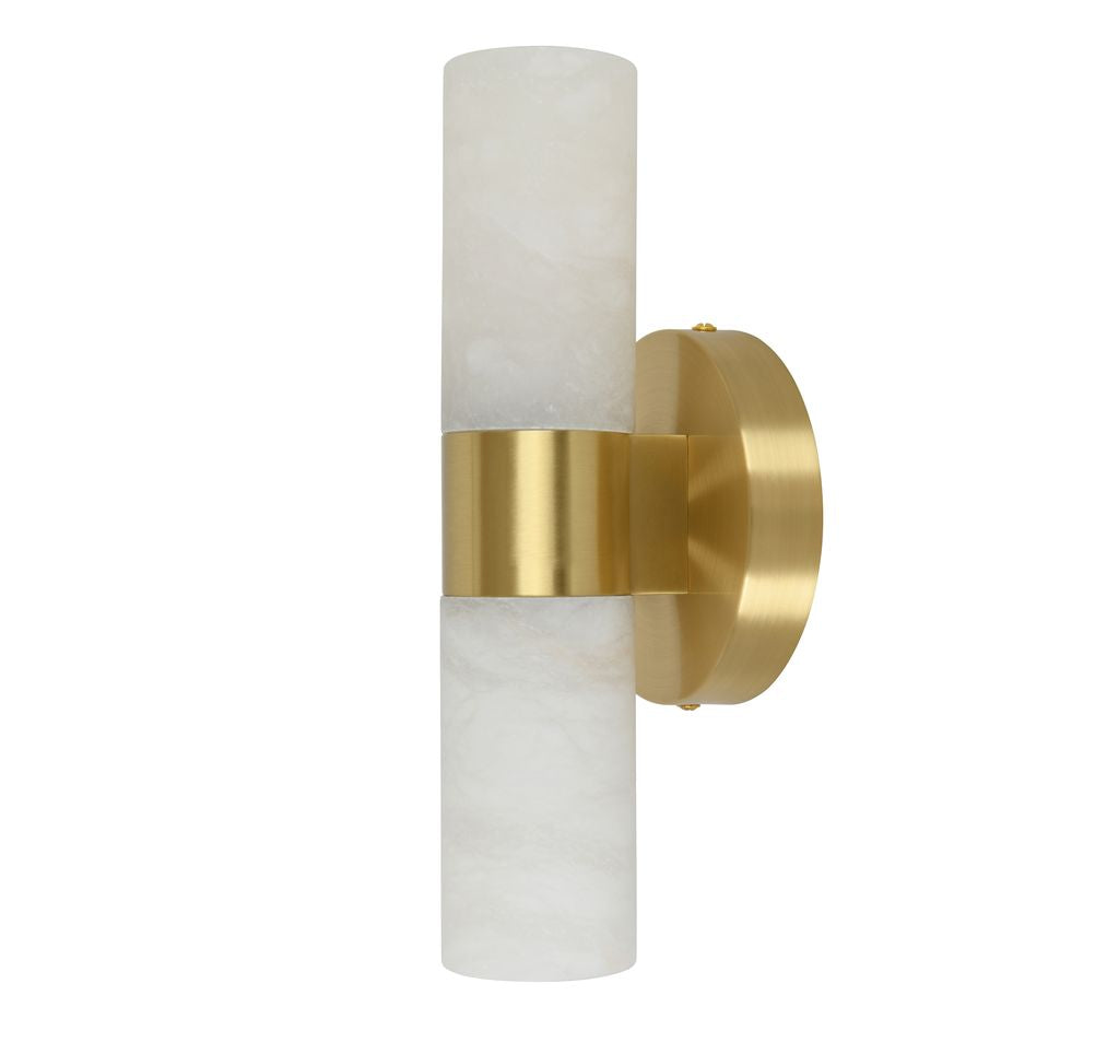 Luella 2 Light Brass Wall Sconce with Alabaster Shades