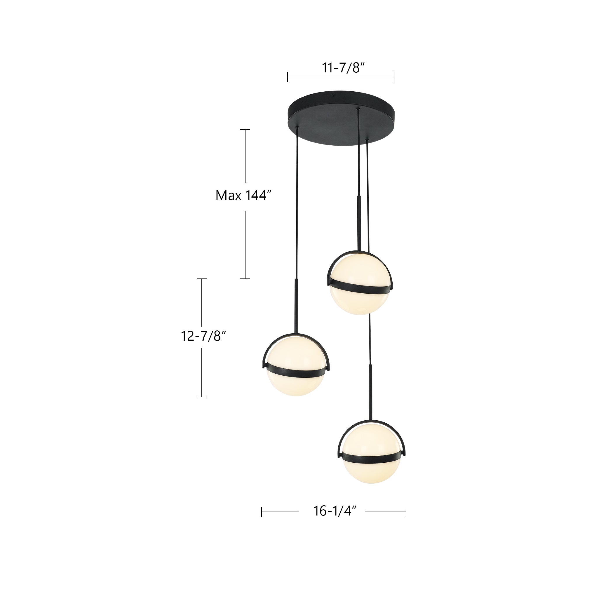 Globo 3 Head Steel Multi Pendant