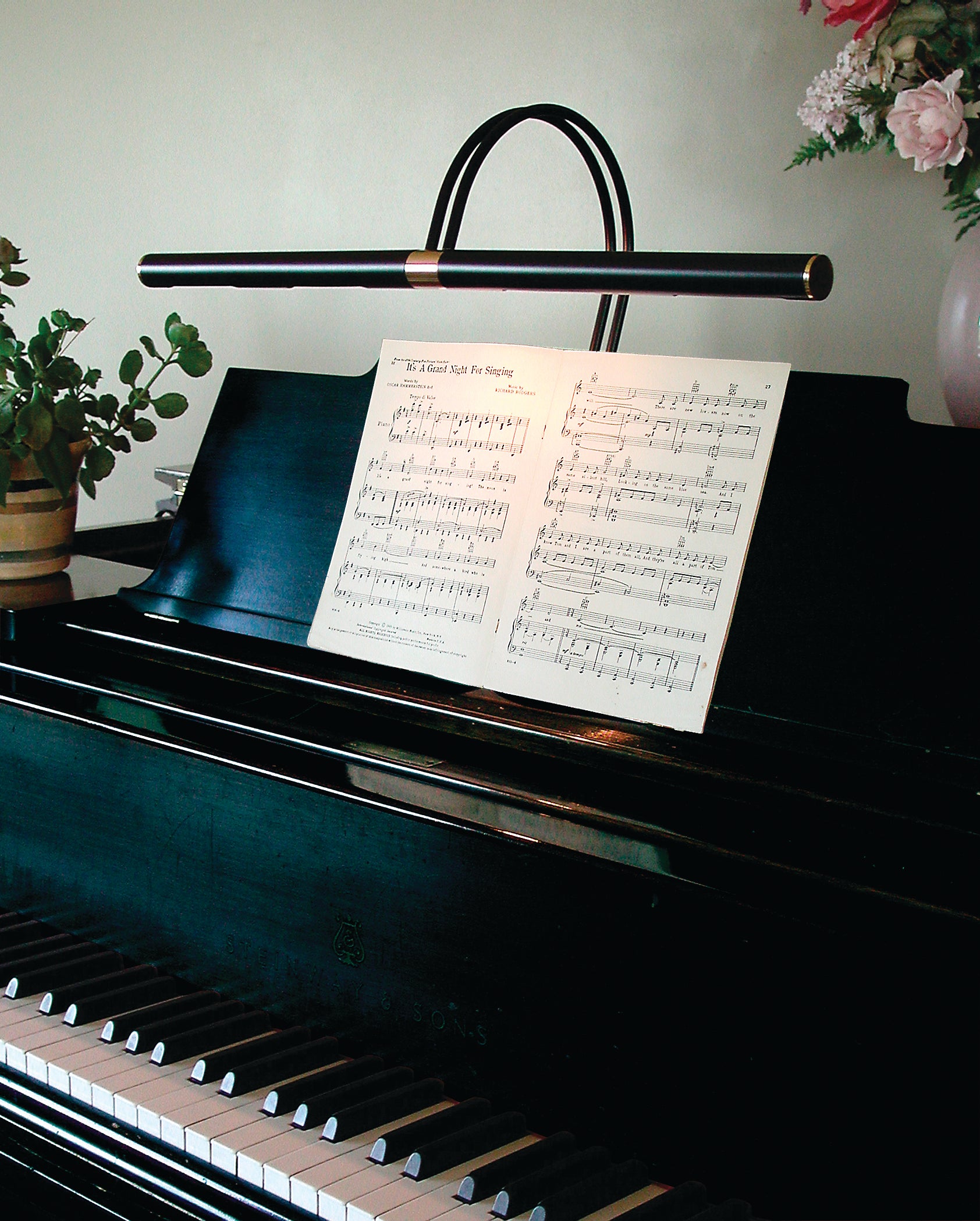 8-inch Grand Piano Black Polished Brass Desk Lamp