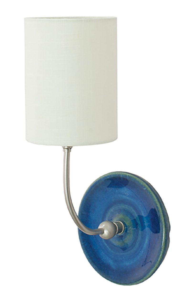 6-inch Scatchard Blue Gloss and Satin Nickel Wall Sconce