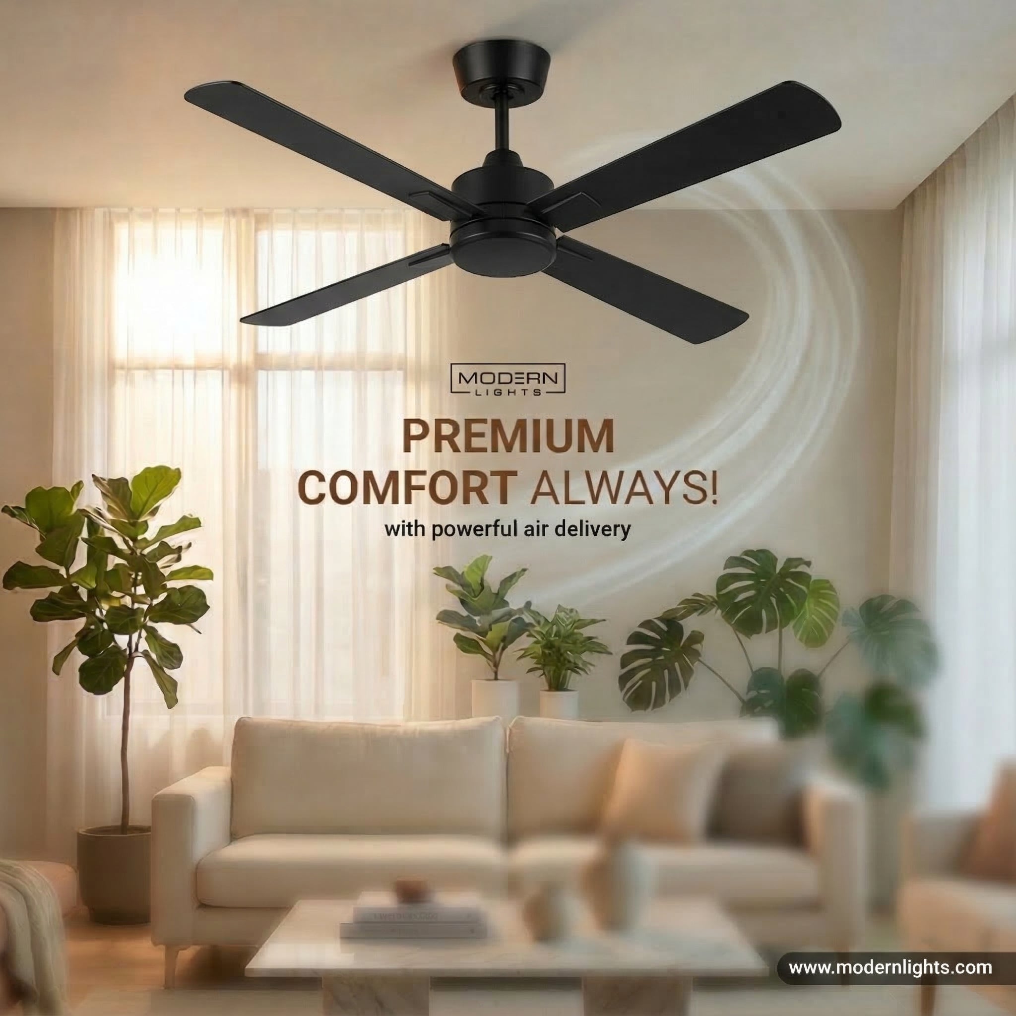 52 Inch DC Black Fan with Remote