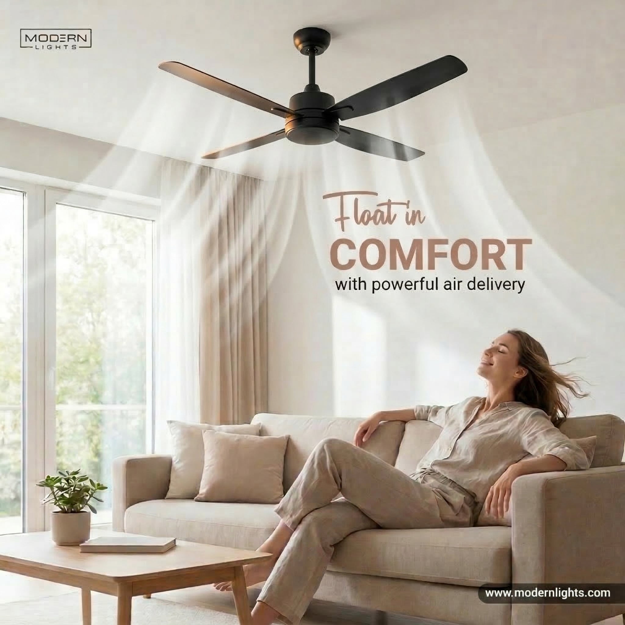 52 Inch DC Black Fan with Remote