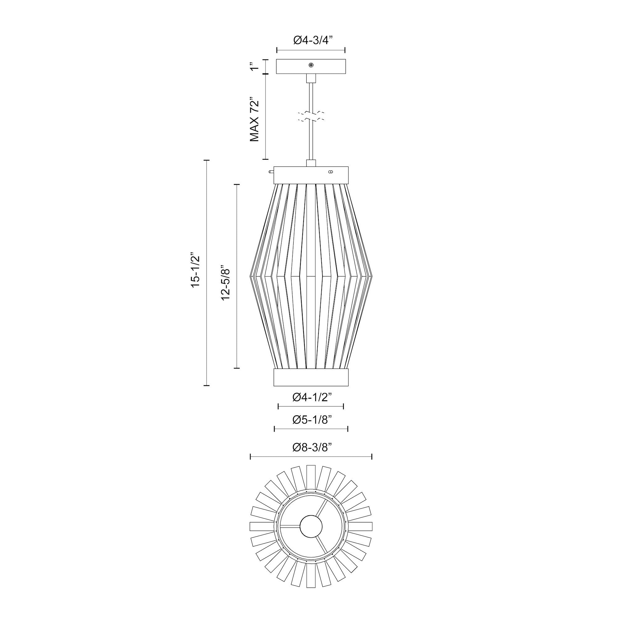 Hana 9-in Steel Pendant
