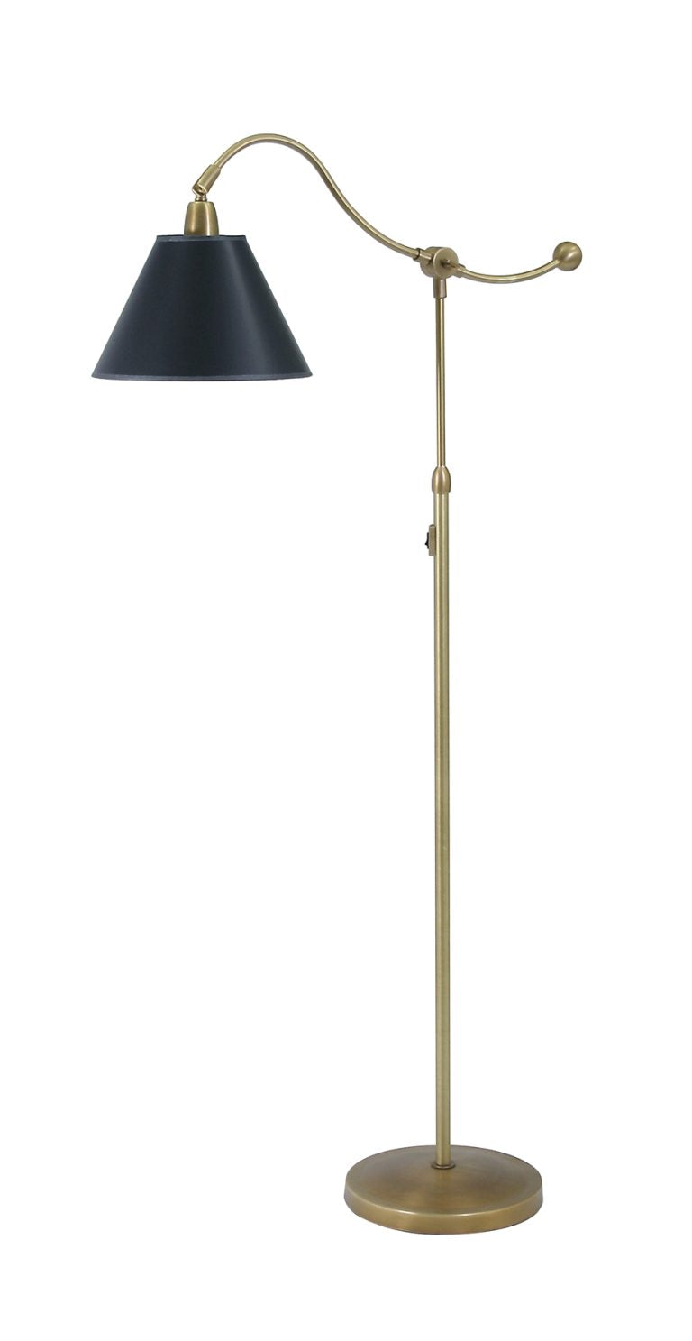 57-inch Hyde Park Weathered Brass Floor Lamp Black Parchment Shade