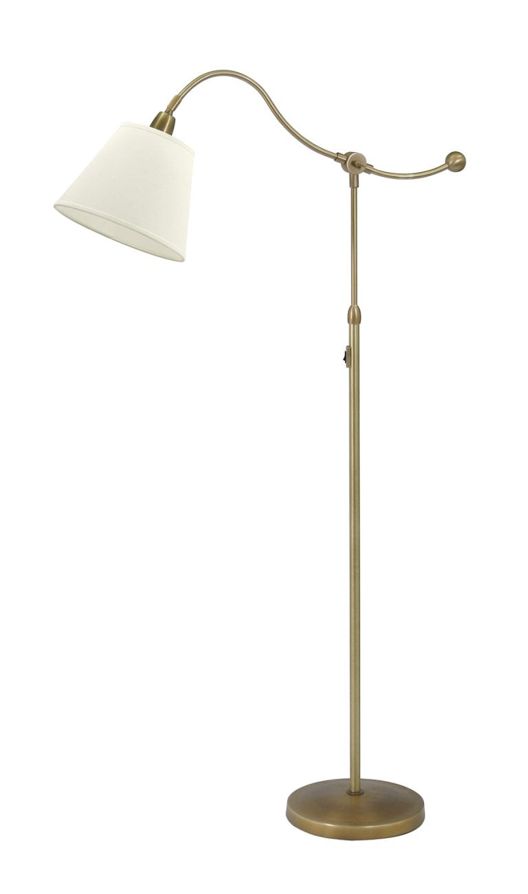 57-inch Hyde Park Weathered Brass Floor Lamp White Shade