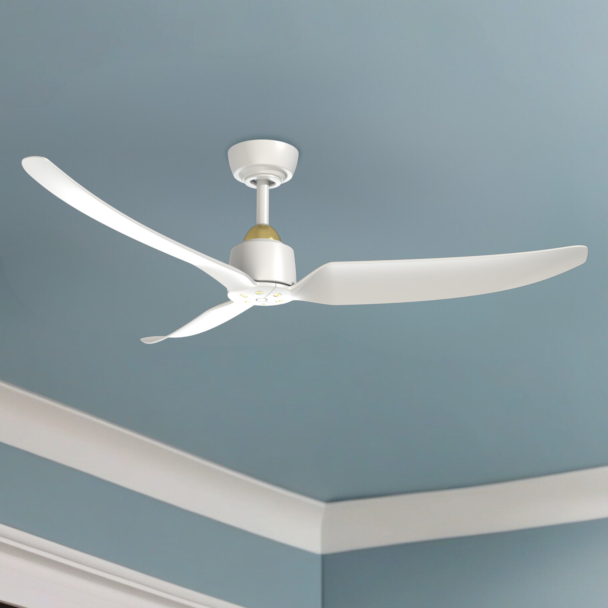 Hugo 52-in Brushed Gold and Matte White Reversible DC Ceiling Fan