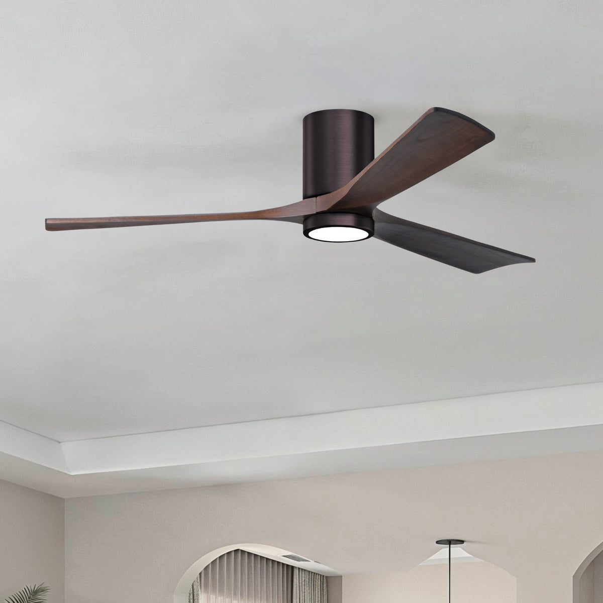 Hugger Irene 3-Blade Flush Mount Ceiling Fan with LED Light