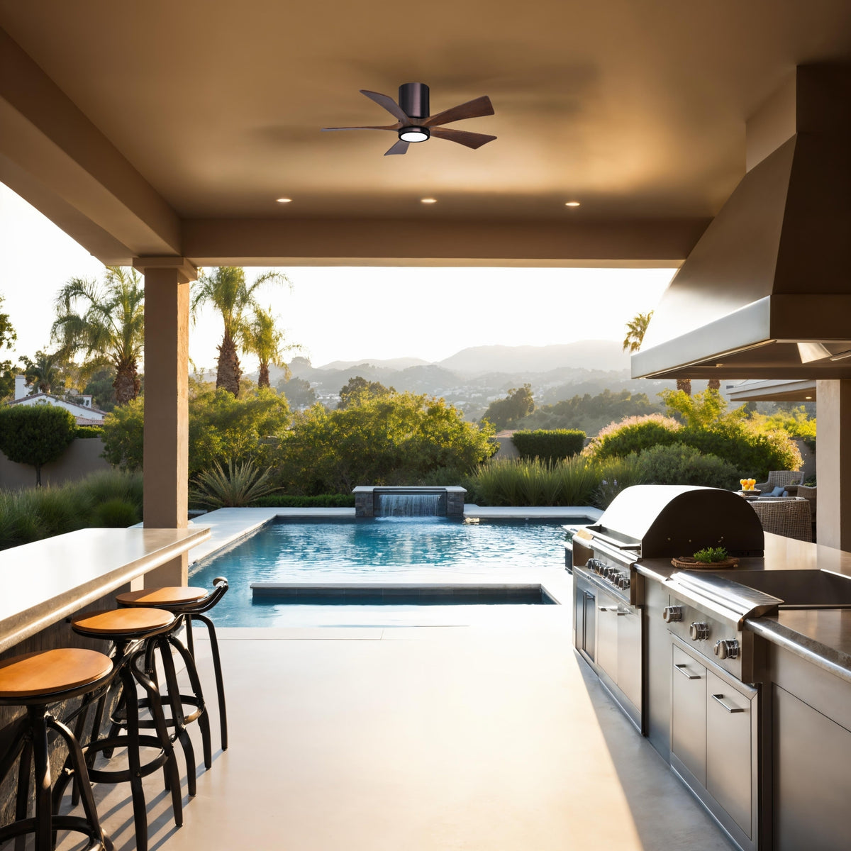 Hugger Irene 5-Blade Flush Mount Ceiling Fan with LED Light