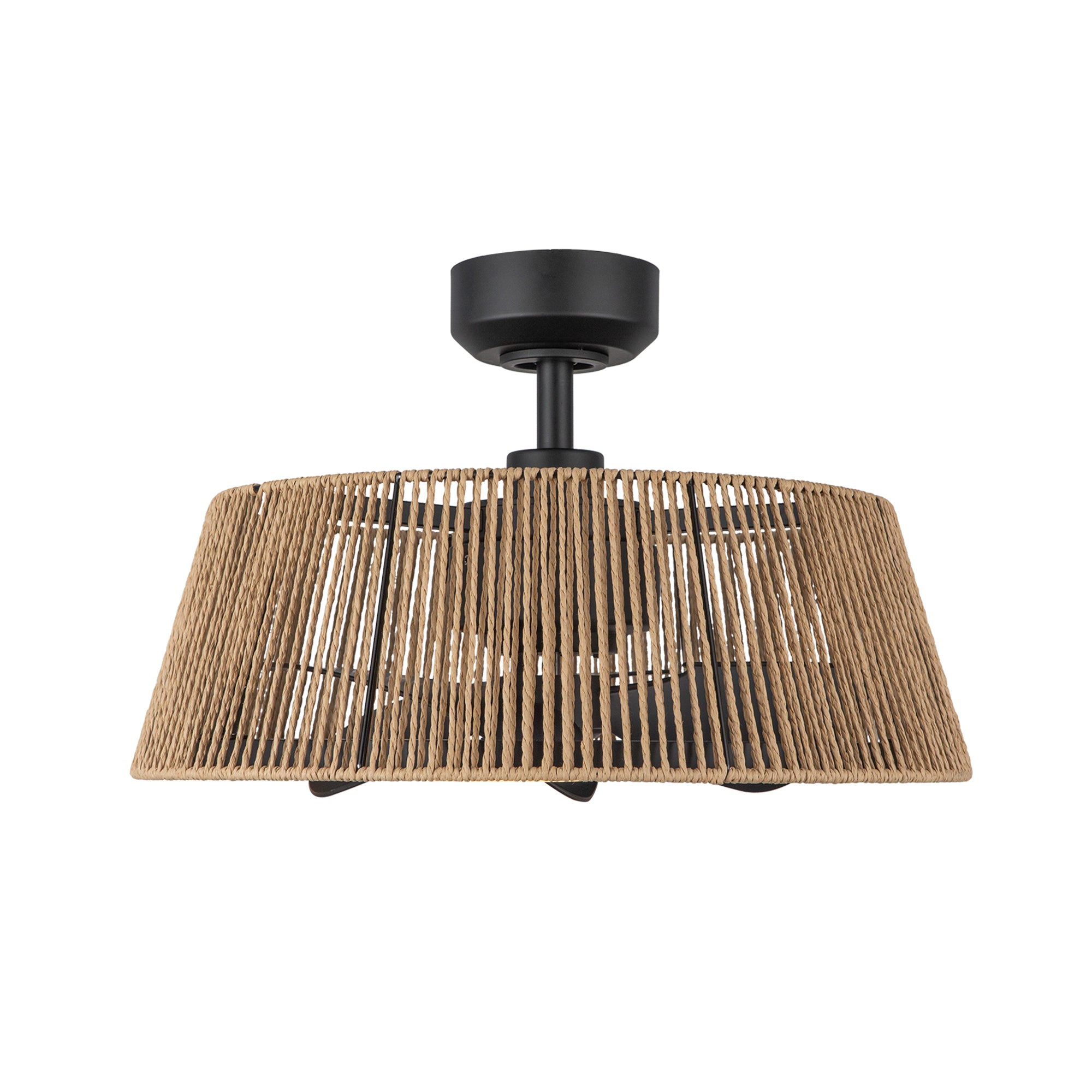 Isla 24-in Matte Black and Braided Rope Reversible DC LED Ceiling Fan