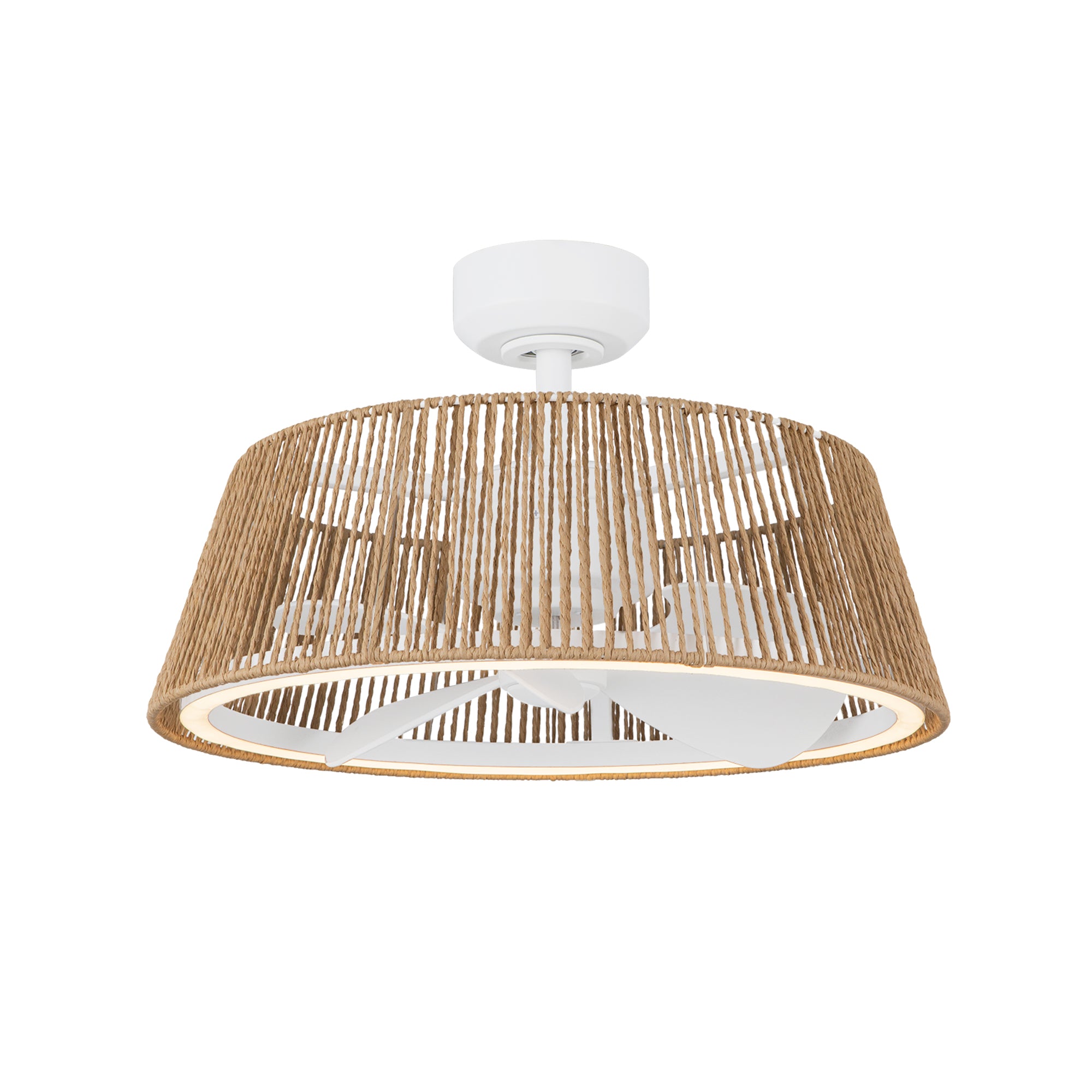 Isla 24-in White and Braided Rope Reversible DC LED Ceiling Fan