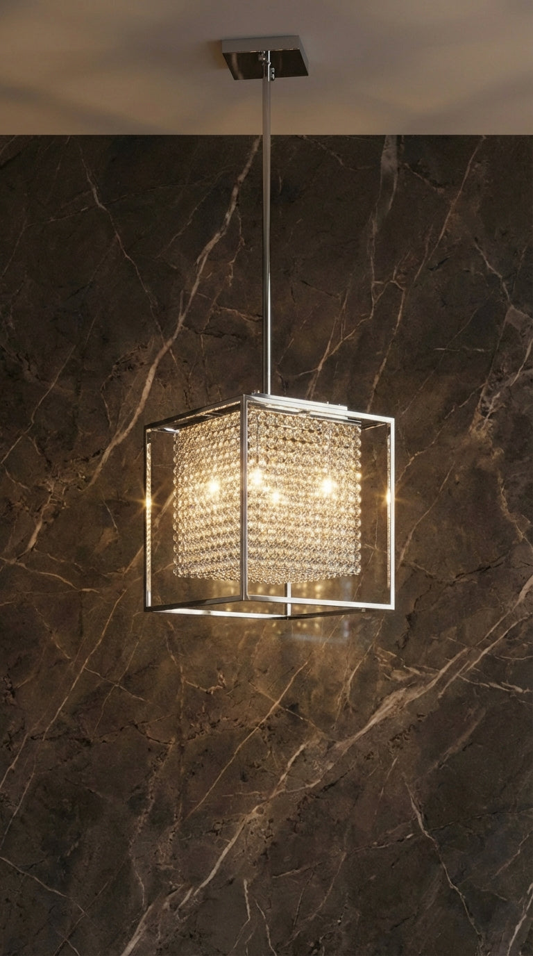 Cube 5 Light Chrome Chandelier