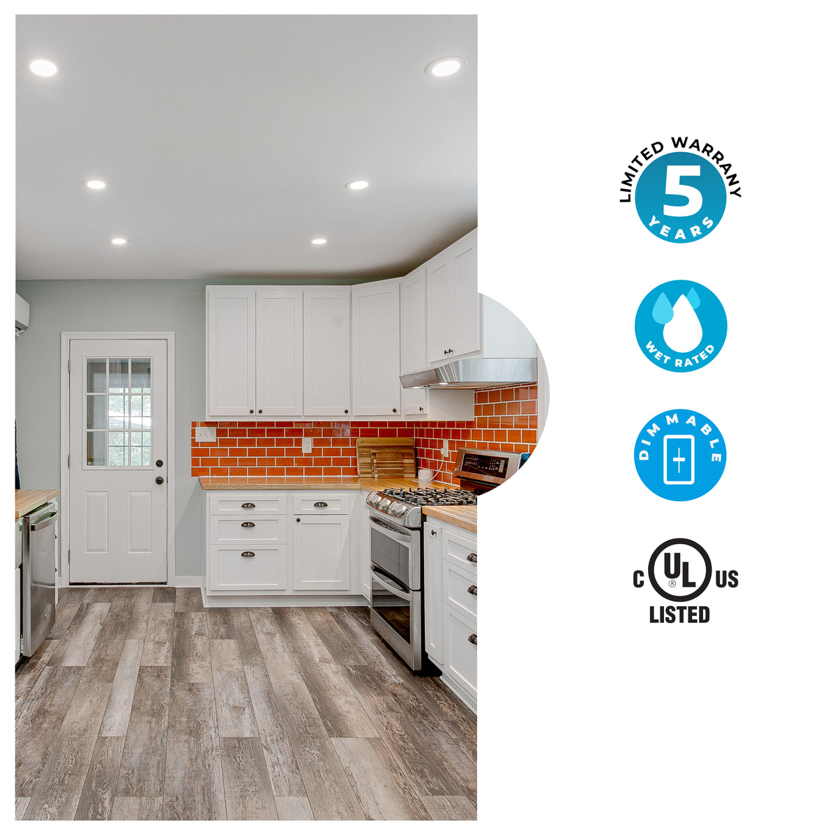 4-inch White Round - Smooth Trim 12W Dimmable LED J-Box Recessed Downlight, 3000K, 1100 Lumens, 4-Pack