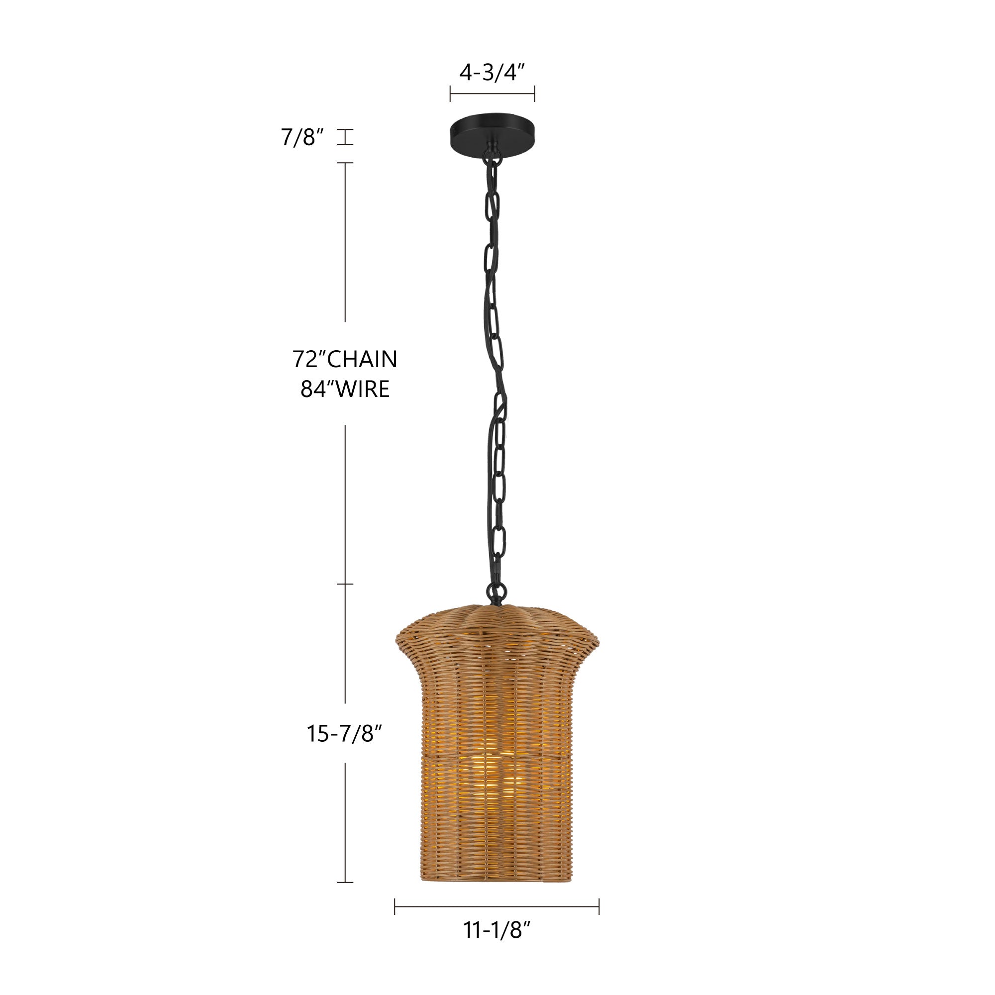 Kai 11-in Rattan Shade Socket Pendant