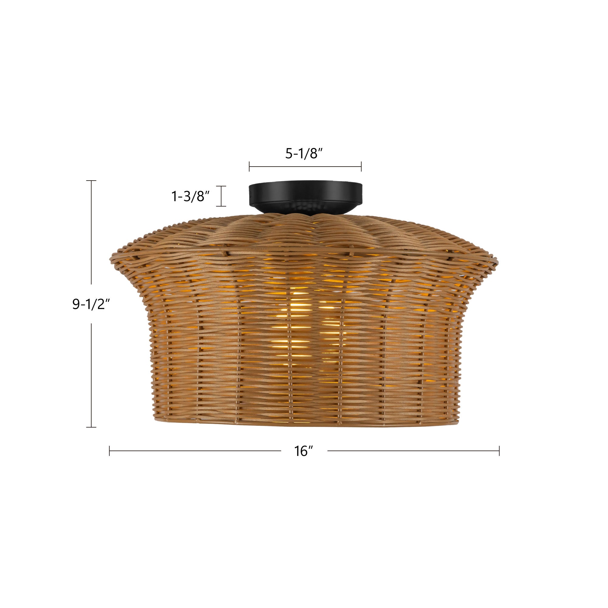 Kai 16-in Steel Semi-Flush Mount