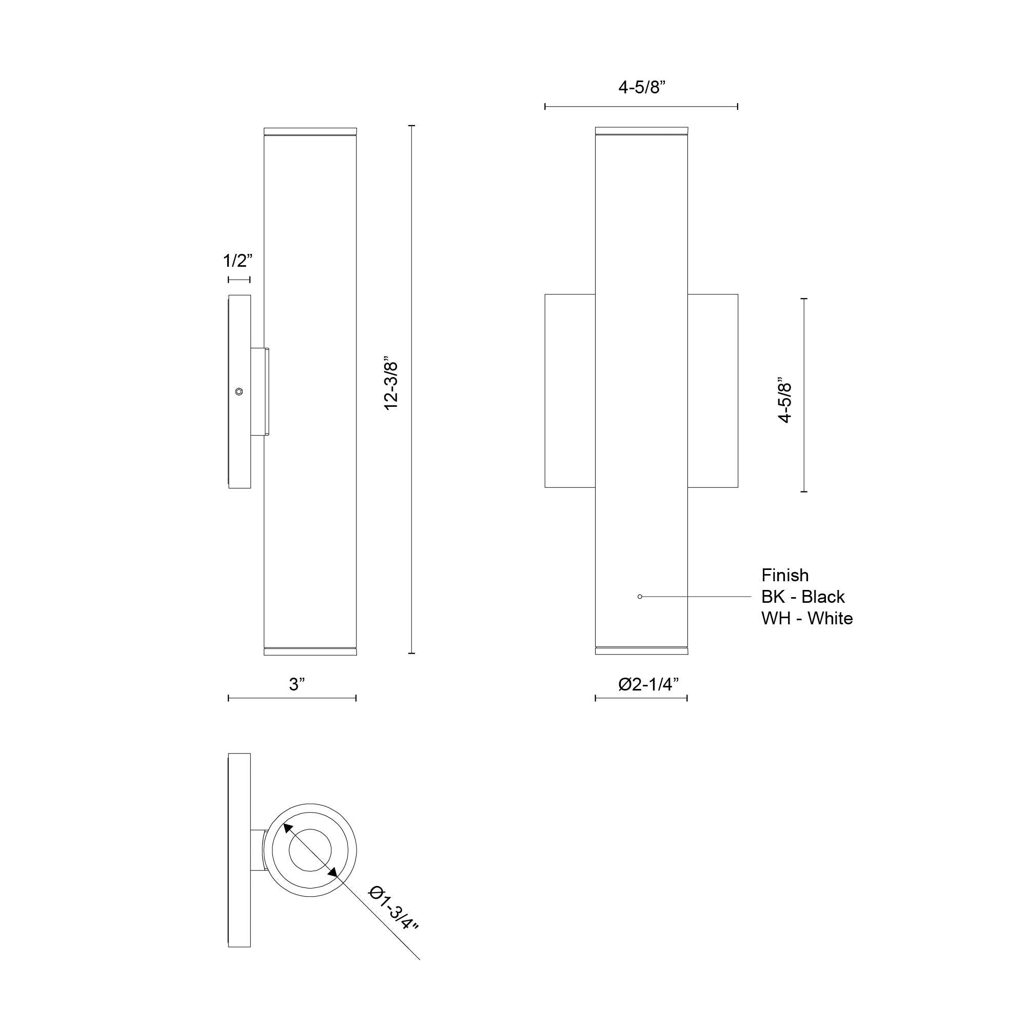 Lorna 12-in (2-in Dia.) Aluminum Up & Down Wall Sconce