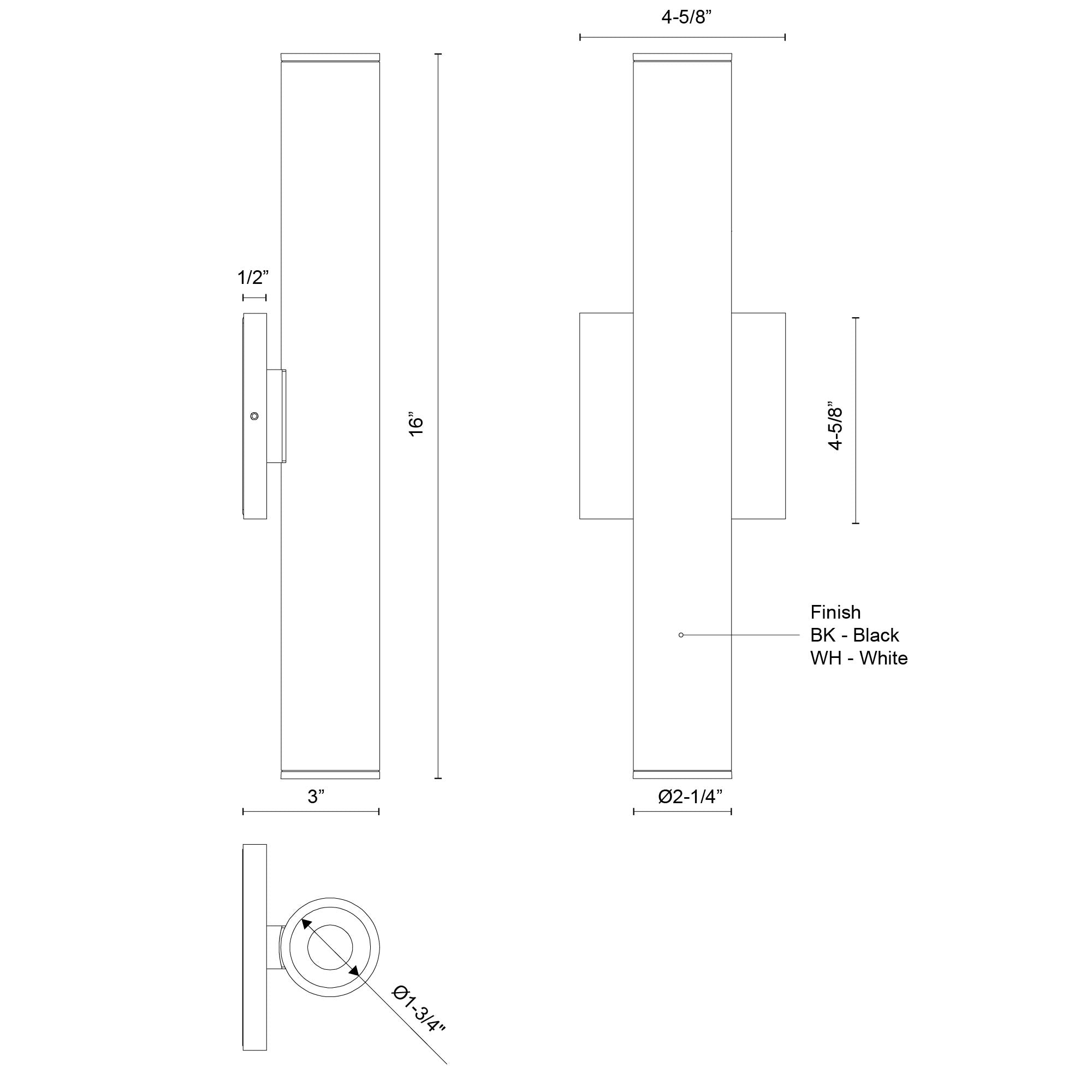 Lorna 16-in (2-in Dia.) Aluminum Up & Down Wall Sconce