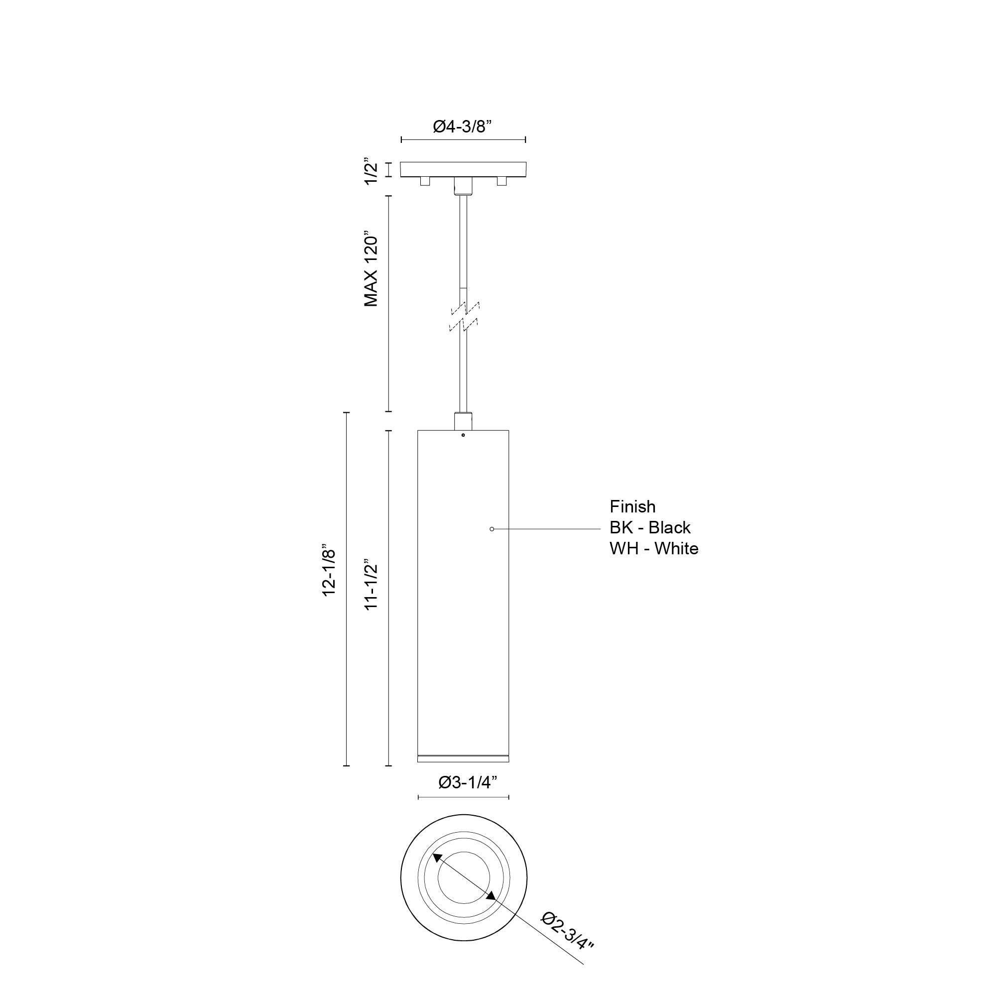 Lorna 12-in Slim Cylinder Damp-Rated LED Pendant (3-in Dia.)