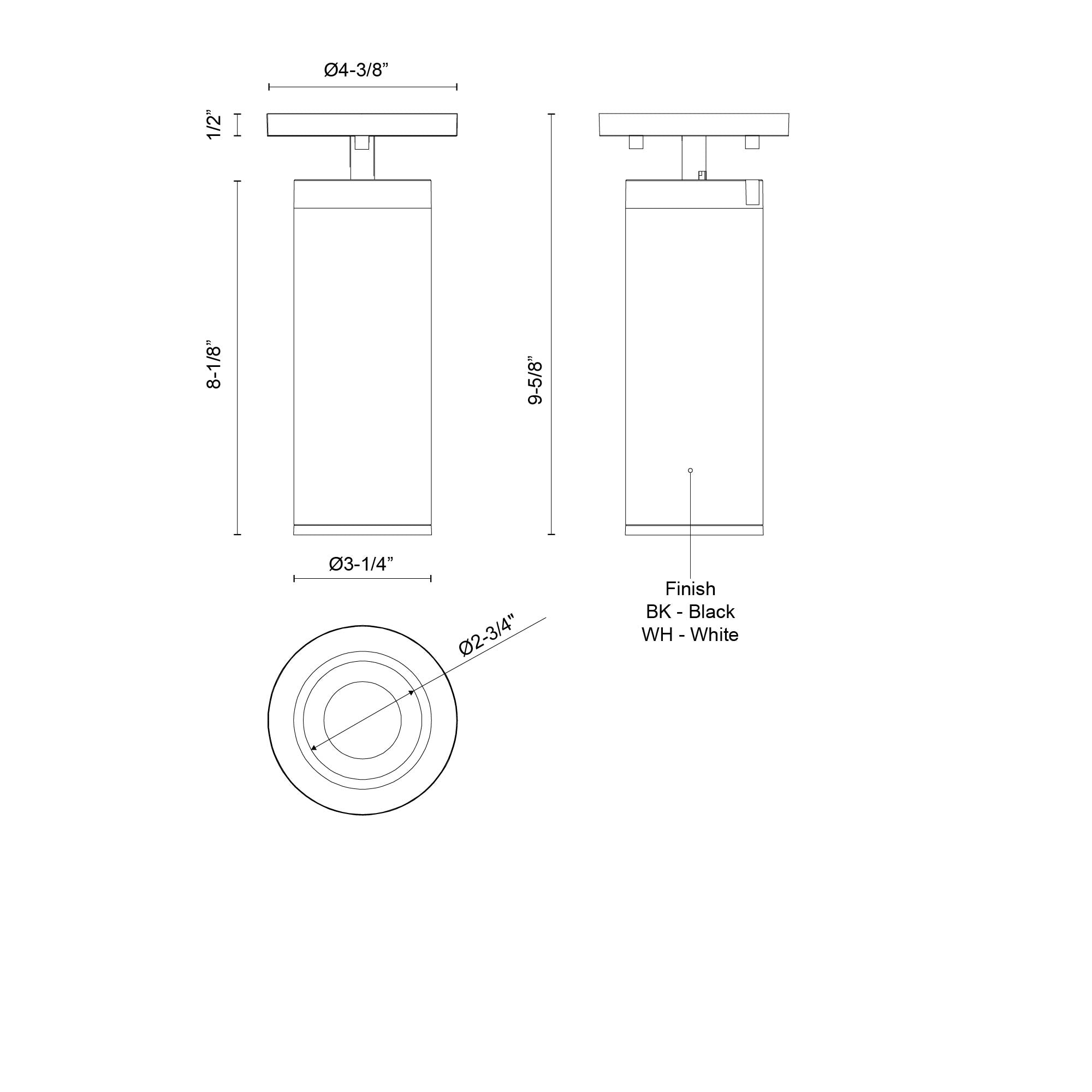 Lorna 9-in Aluminum Adjustable Ceiling Mount