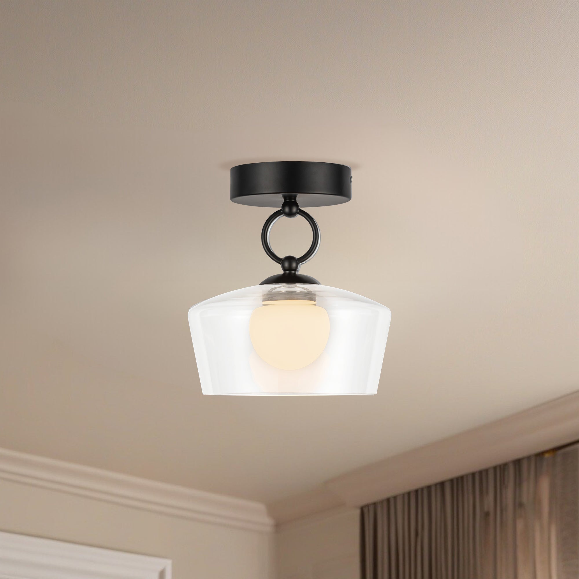 Leota 8-in Steel Semi-Flush Mount