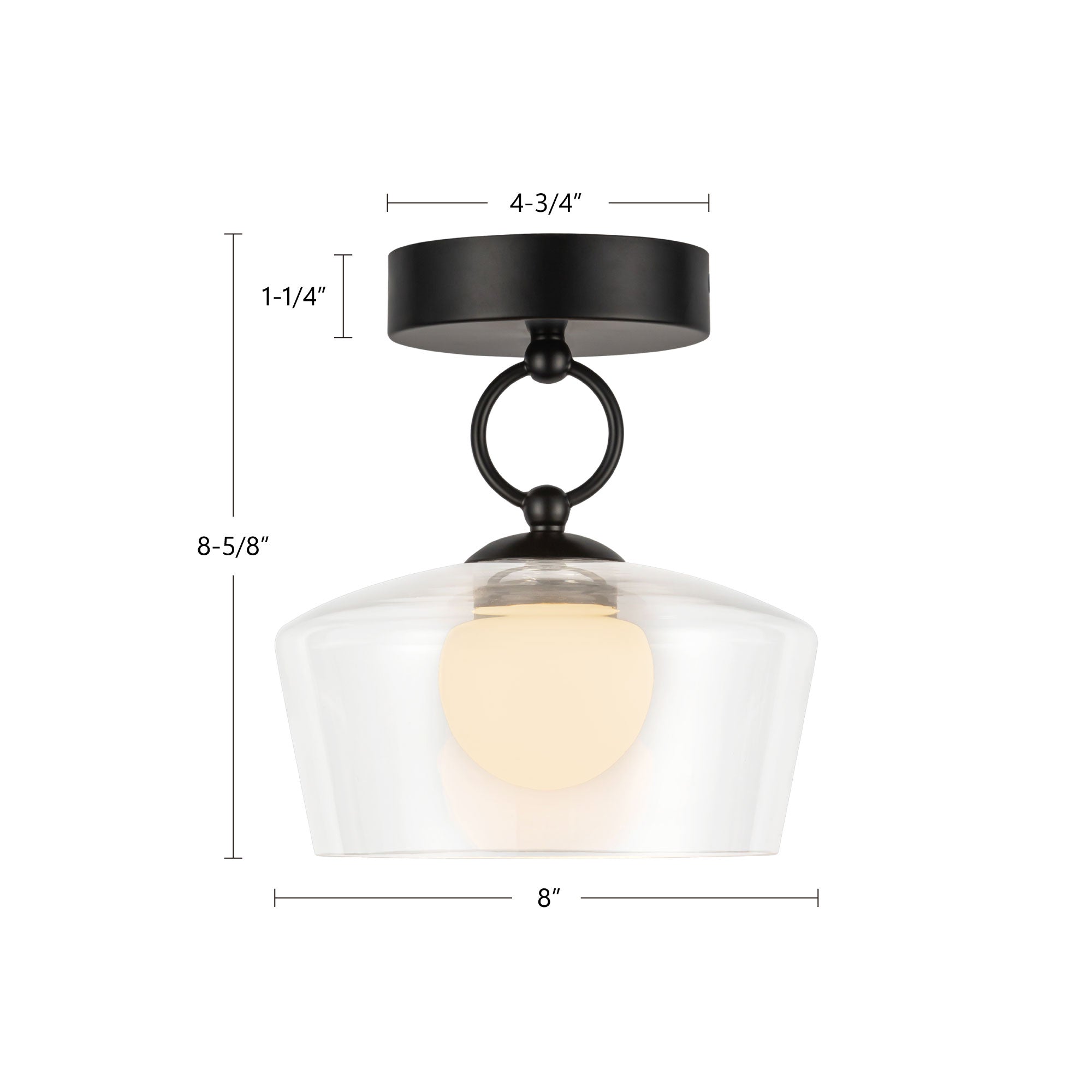 Leota 8-in Steel Semi-Flush Mount