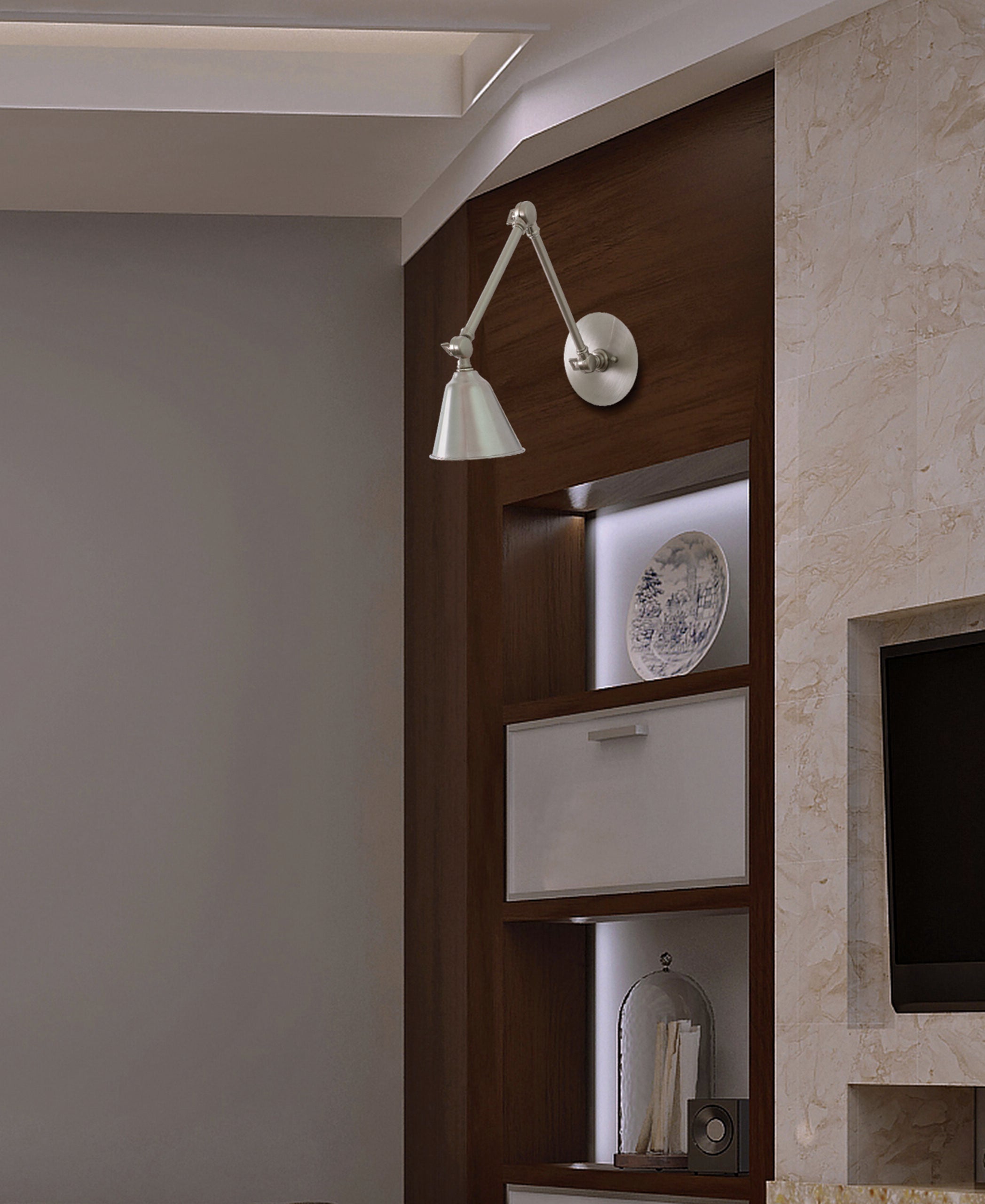 5-inch Library Light Satin Nickel Direct Wire Wall Swing Lamp