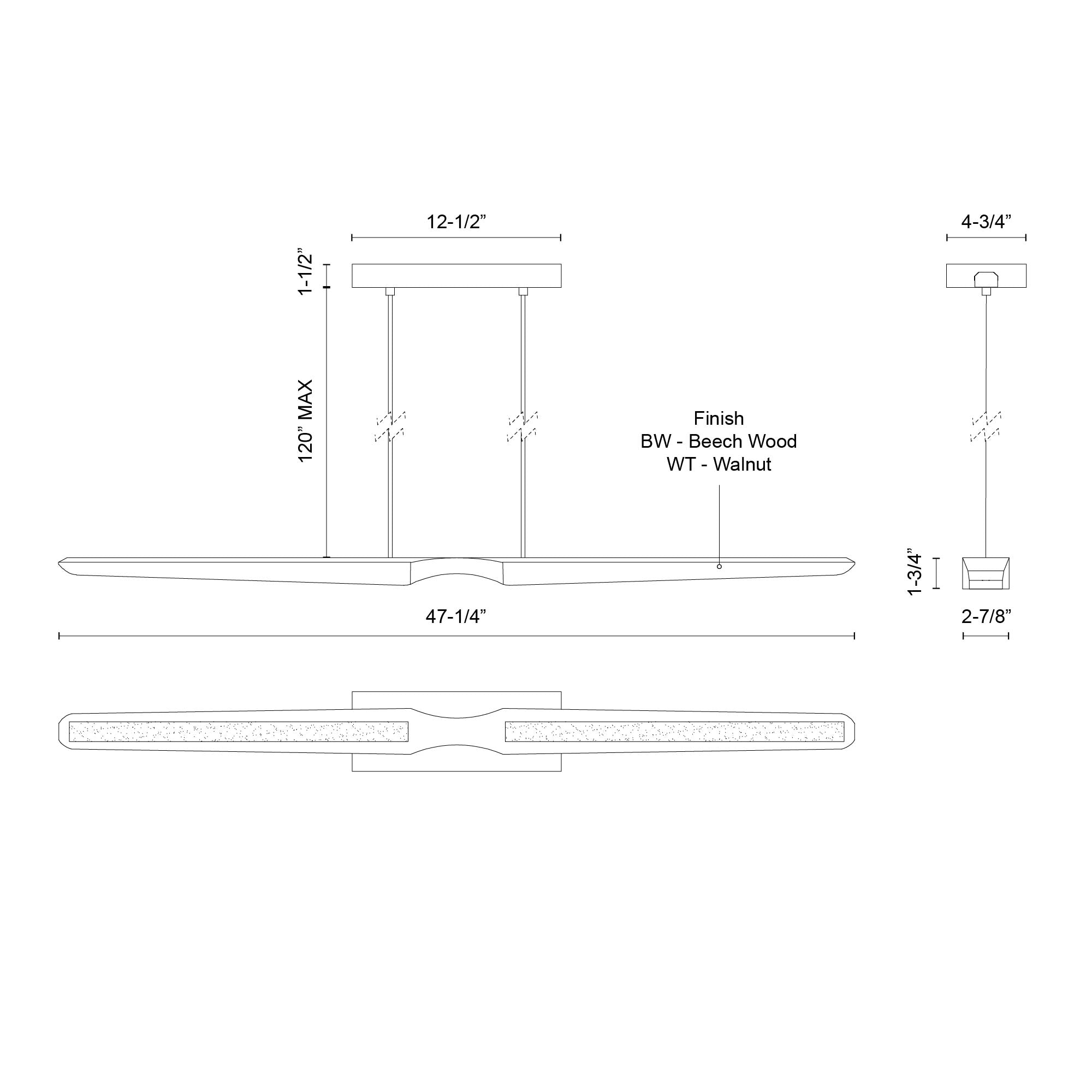 Dakota 42-in Steel Linear Pendant
