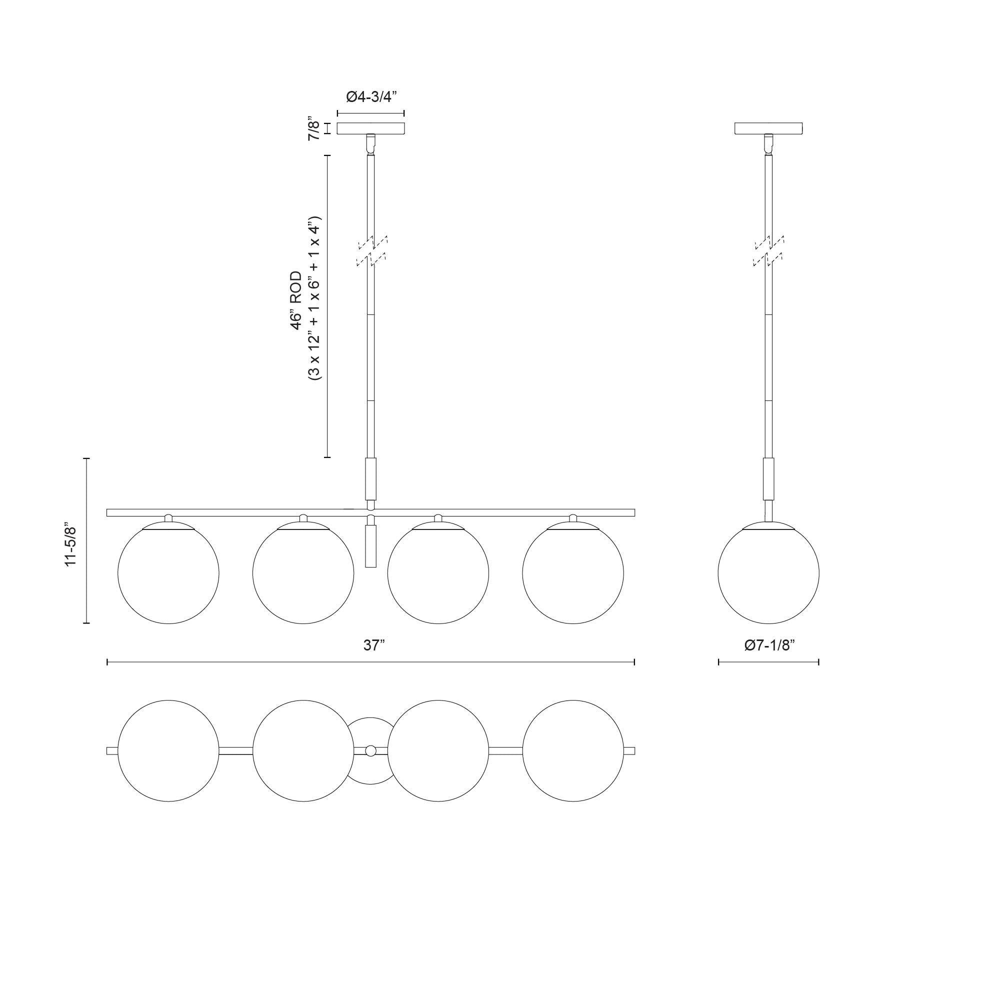Zuri 37-in Steel Linear Pendant