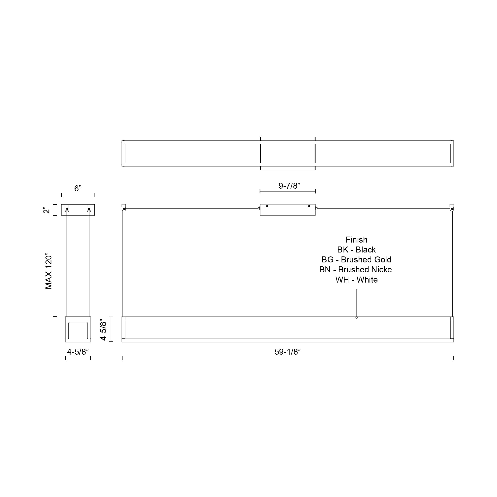 Plaza 60-in Aluminum Linear Pendant