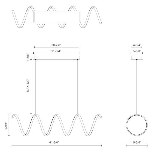 Synergy 42-in Aluminum Linear Pendant