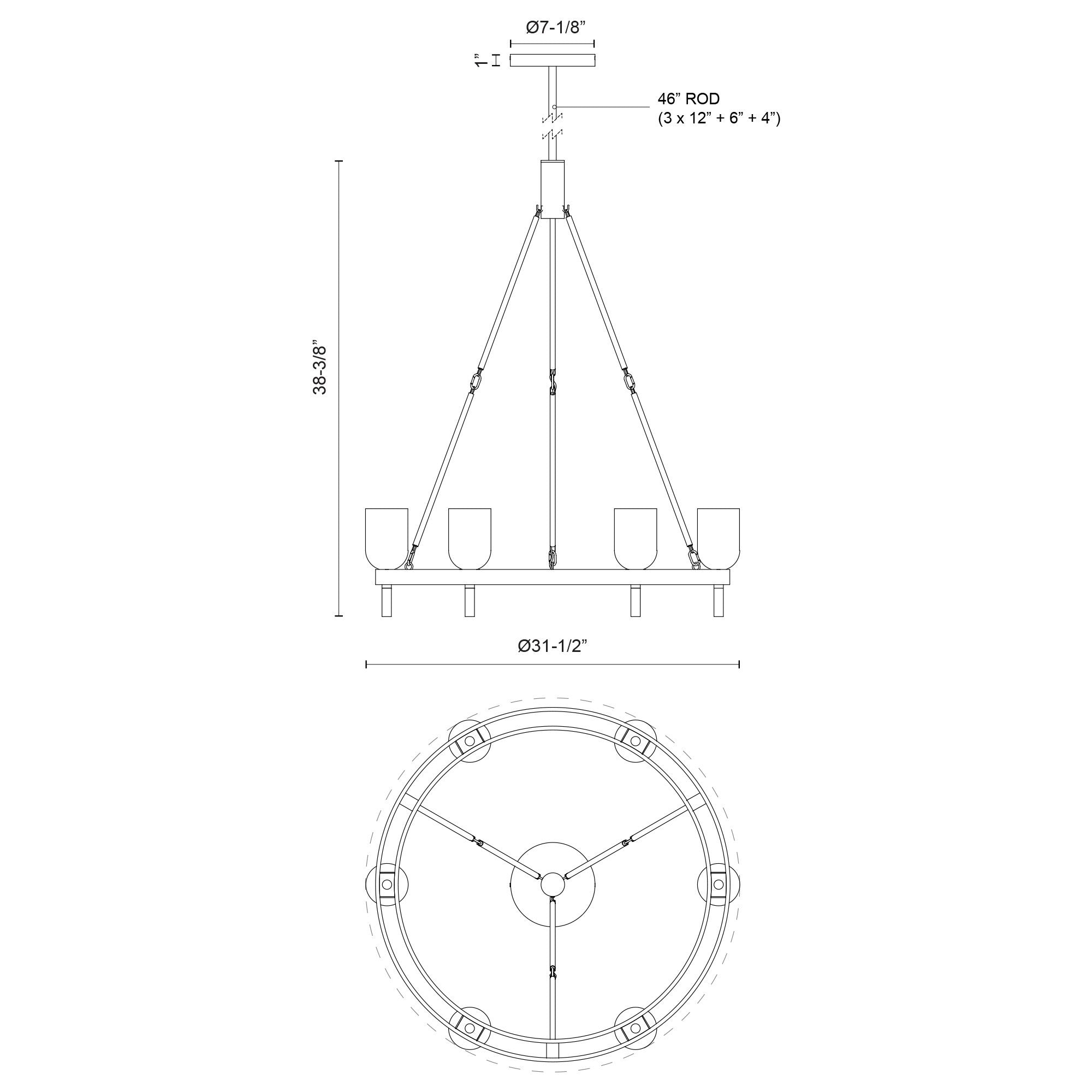 Lucian 32-in Steel Chandelier
