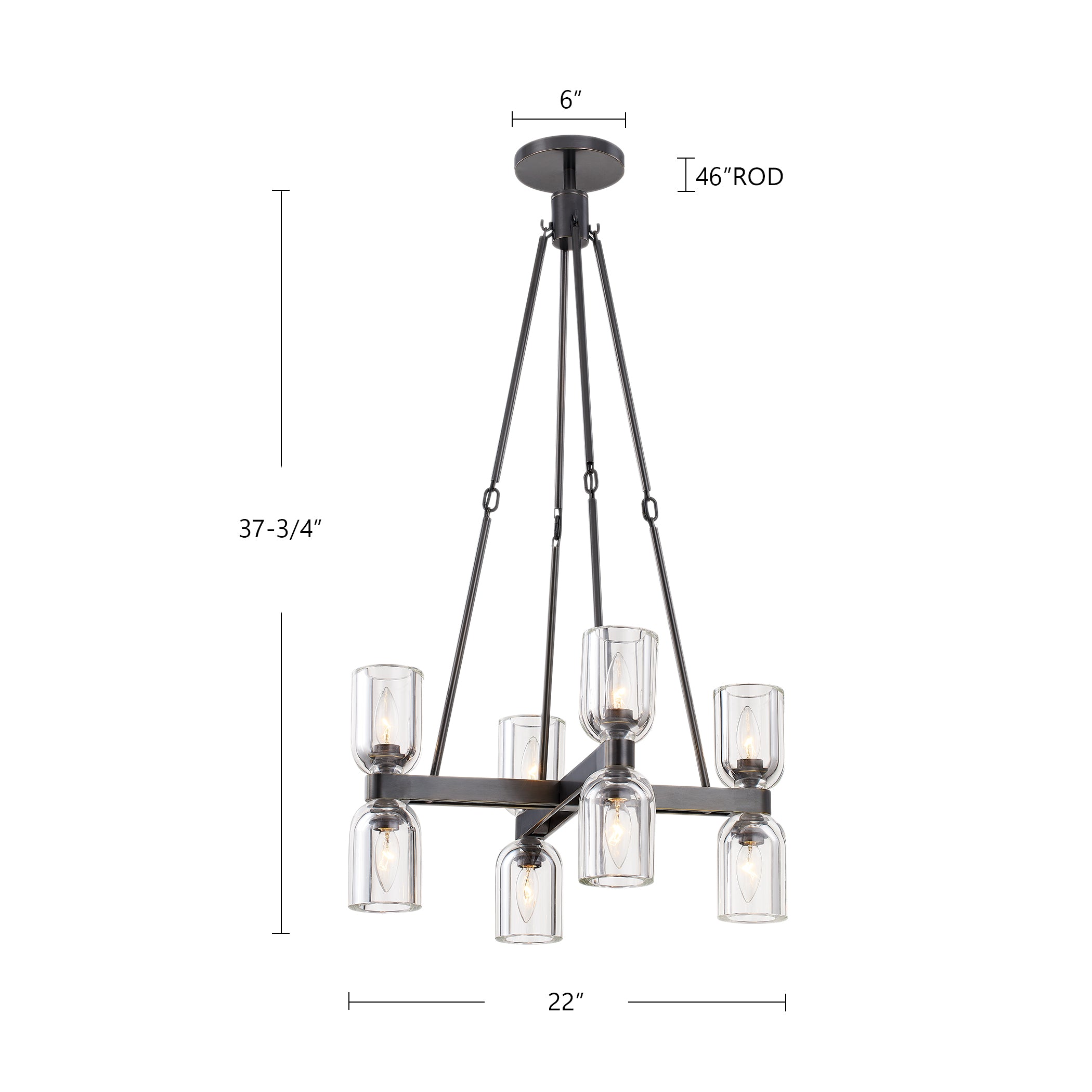 Lucian 22-in Steel Chandelier