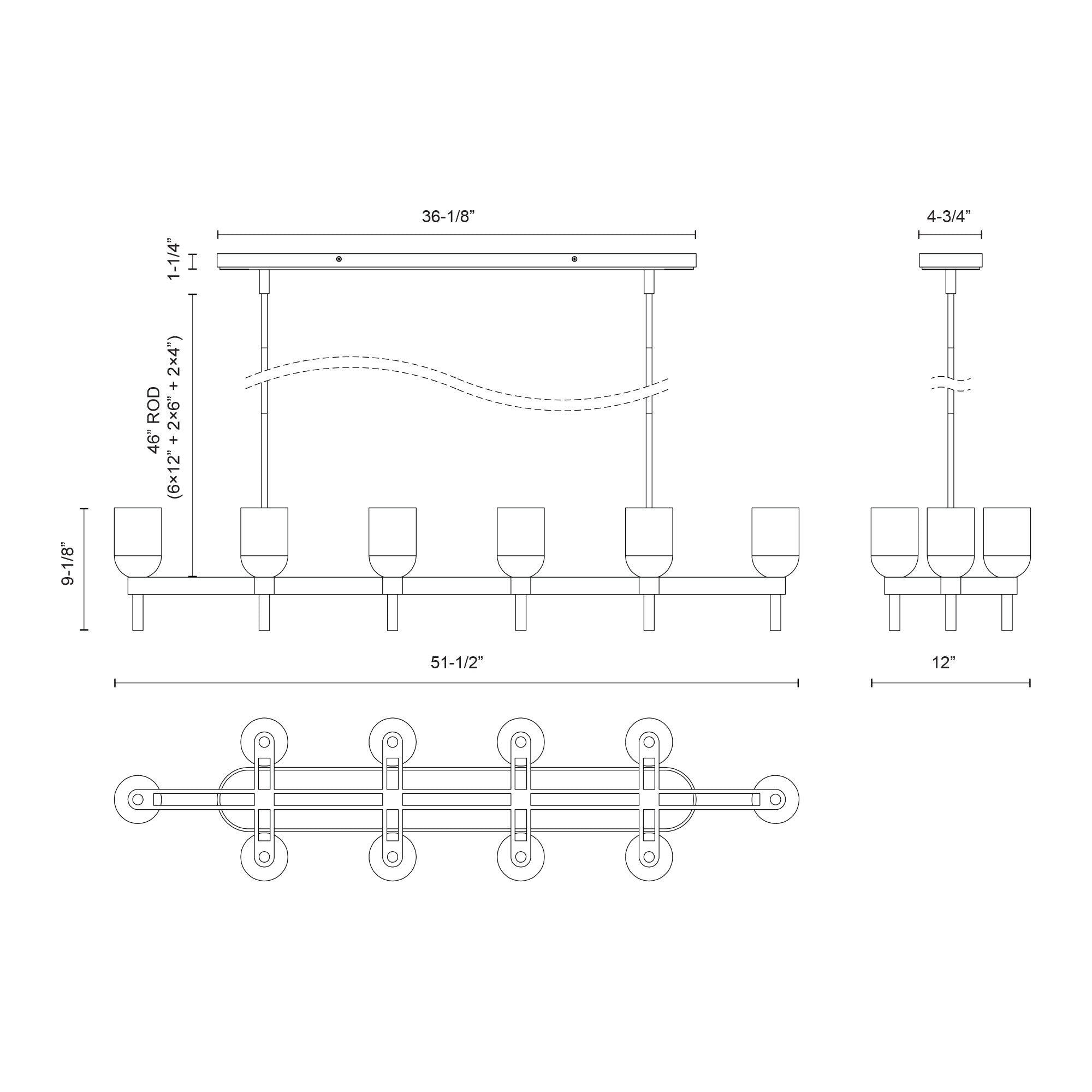 Lucian 52-in Steel Linear Pendant