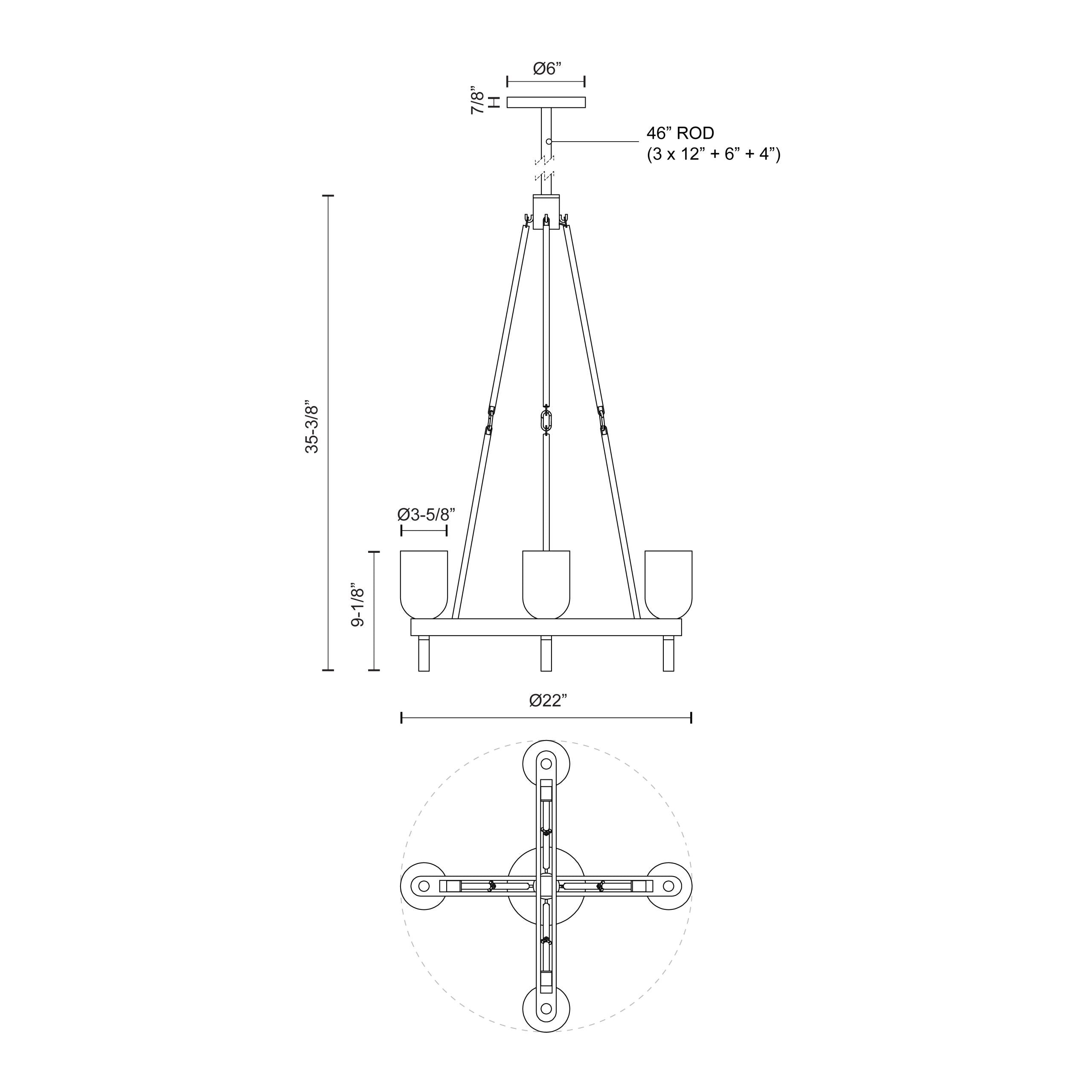 Lucian 22-in Steel Pendant