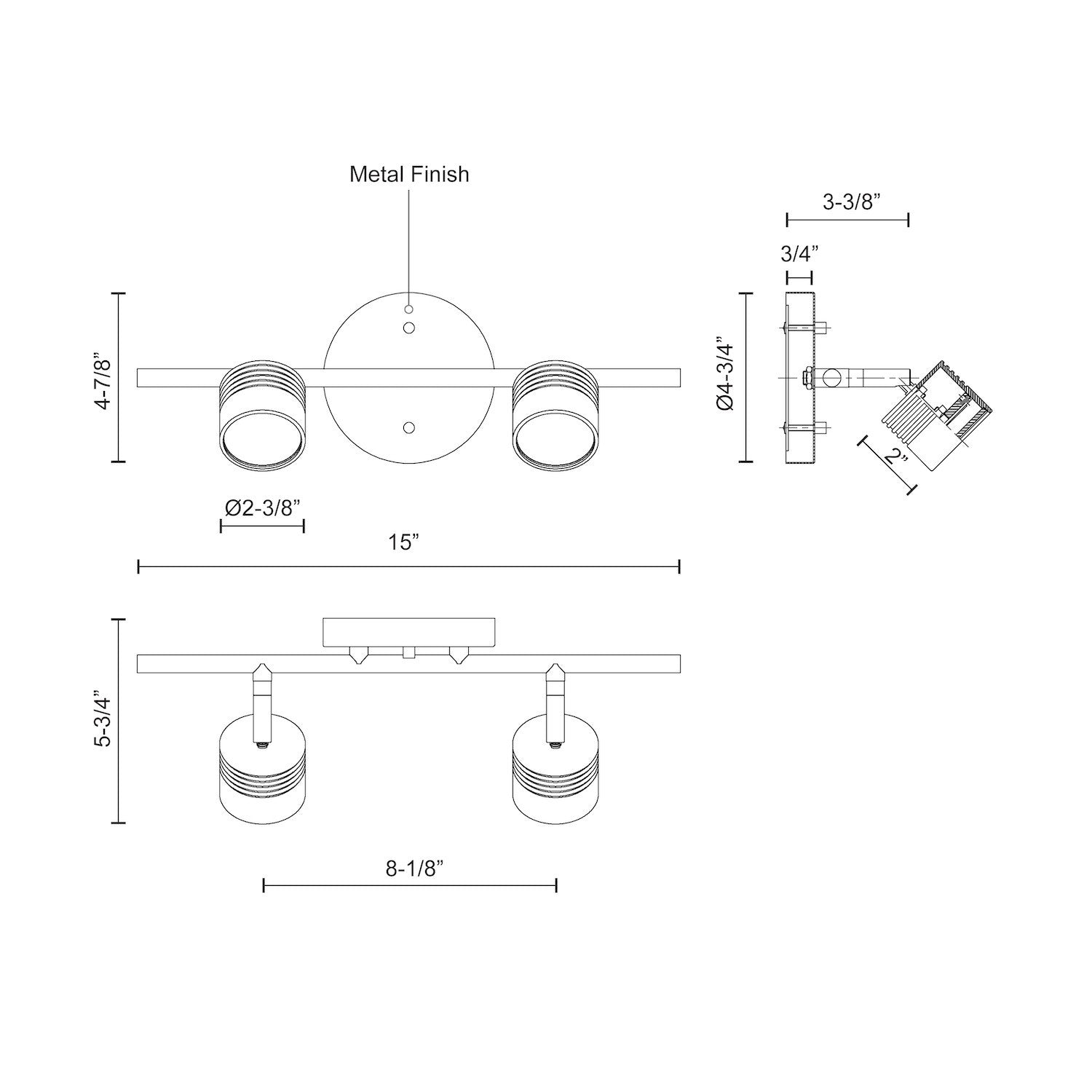Lyra 15-in Steel Track Light