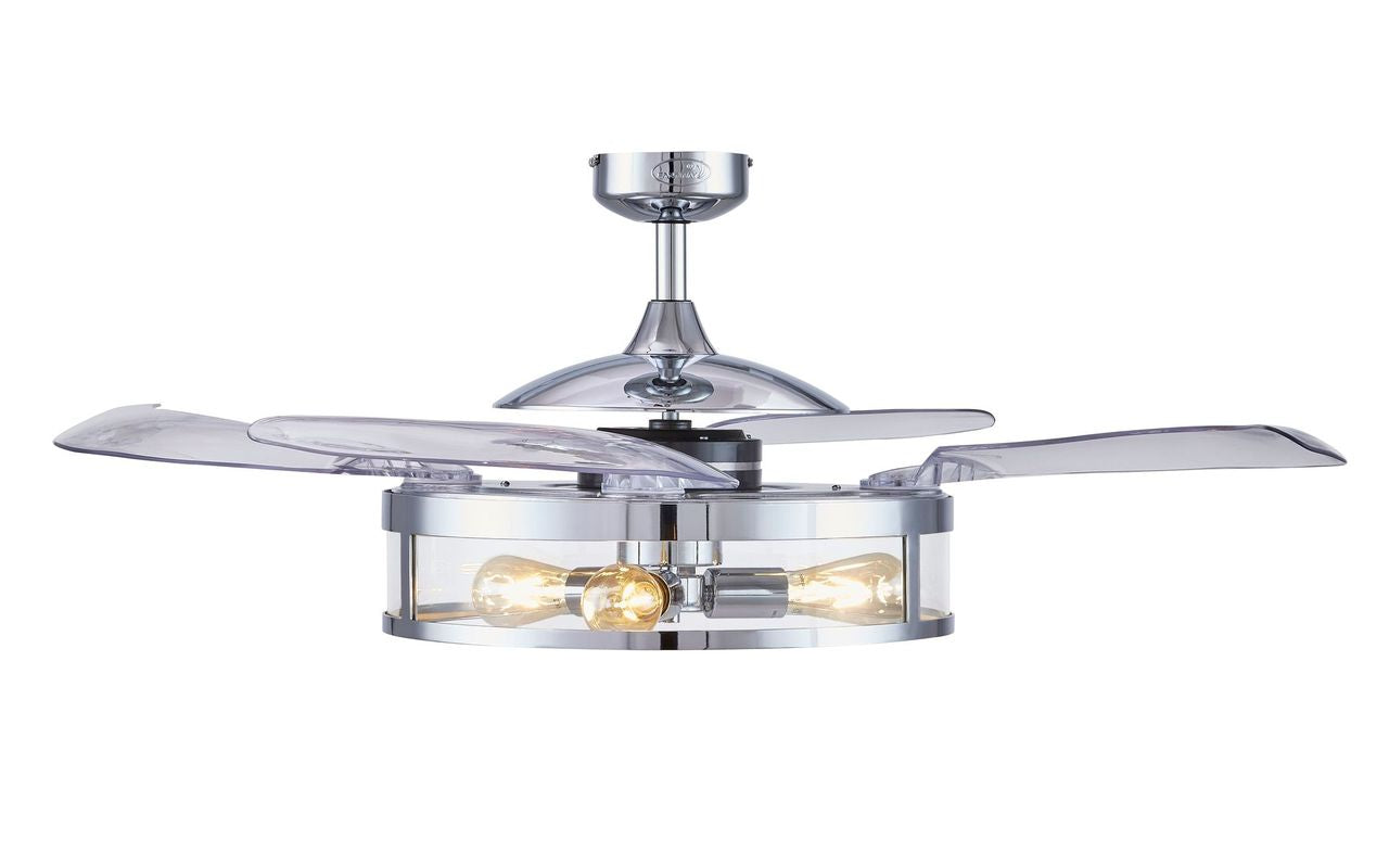 Classic 48 Inch 3 Light Chrome Fan with Retractable Blades