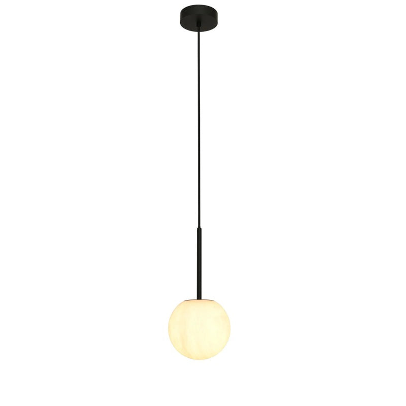 Lucent 1 Light Black Pendant Light with Alabaster Shade