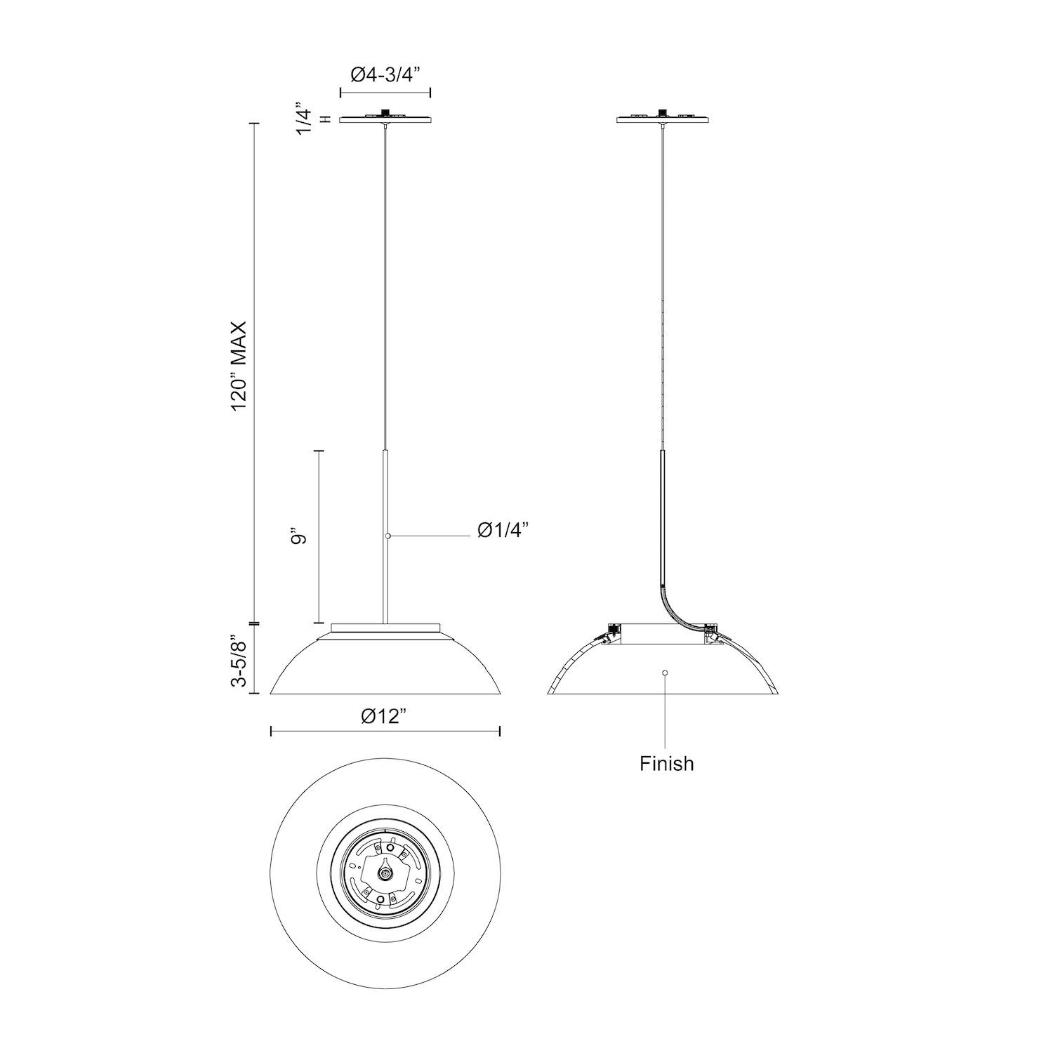 Magellan 12-in Aluminum Pendant