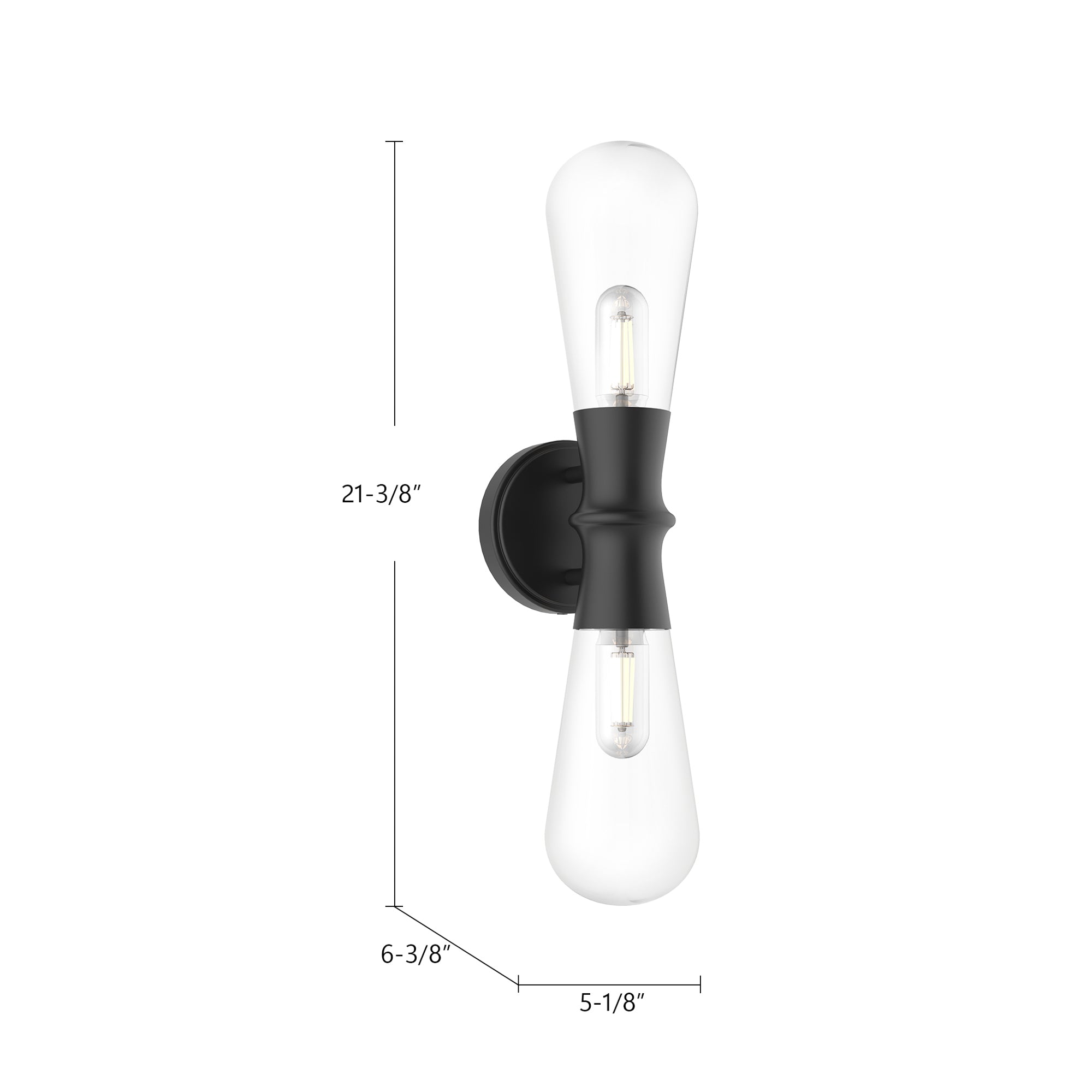 Marcel 5-in 2 Lights Steel Vanity Light