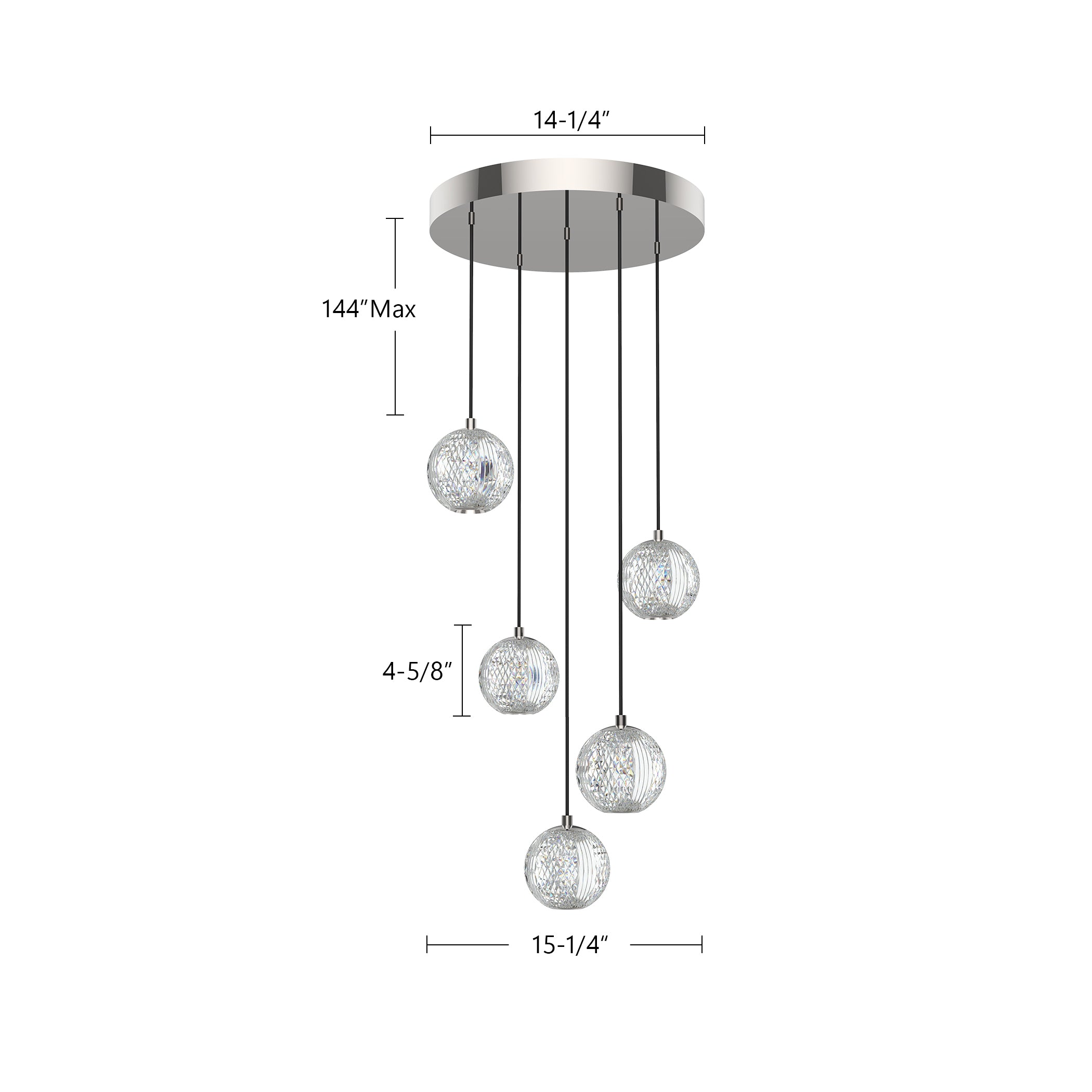 Marni 5 Light Aluminum Multi Pendant