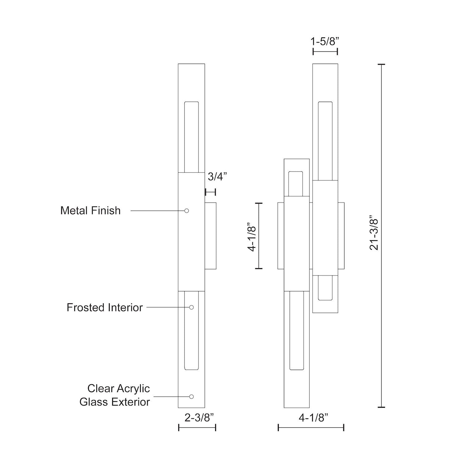 Martelo 22-in Steel Acrylic Wall Sconce