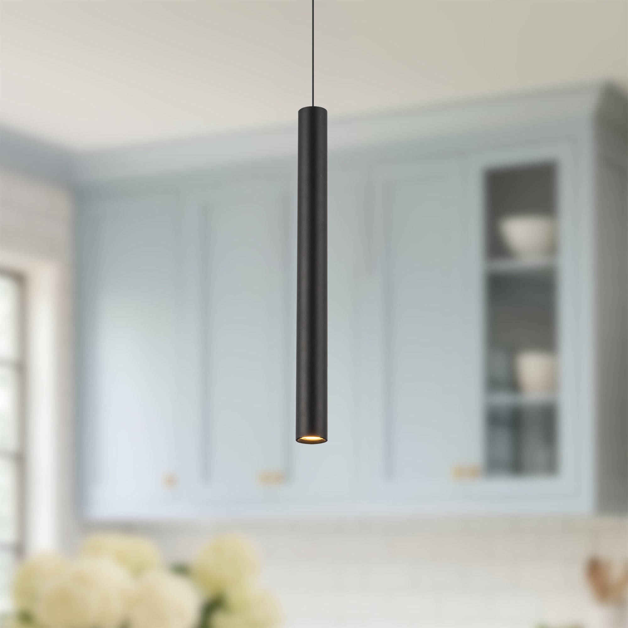 Mason 20-in Baffled Aluminum Cylinder Pendant